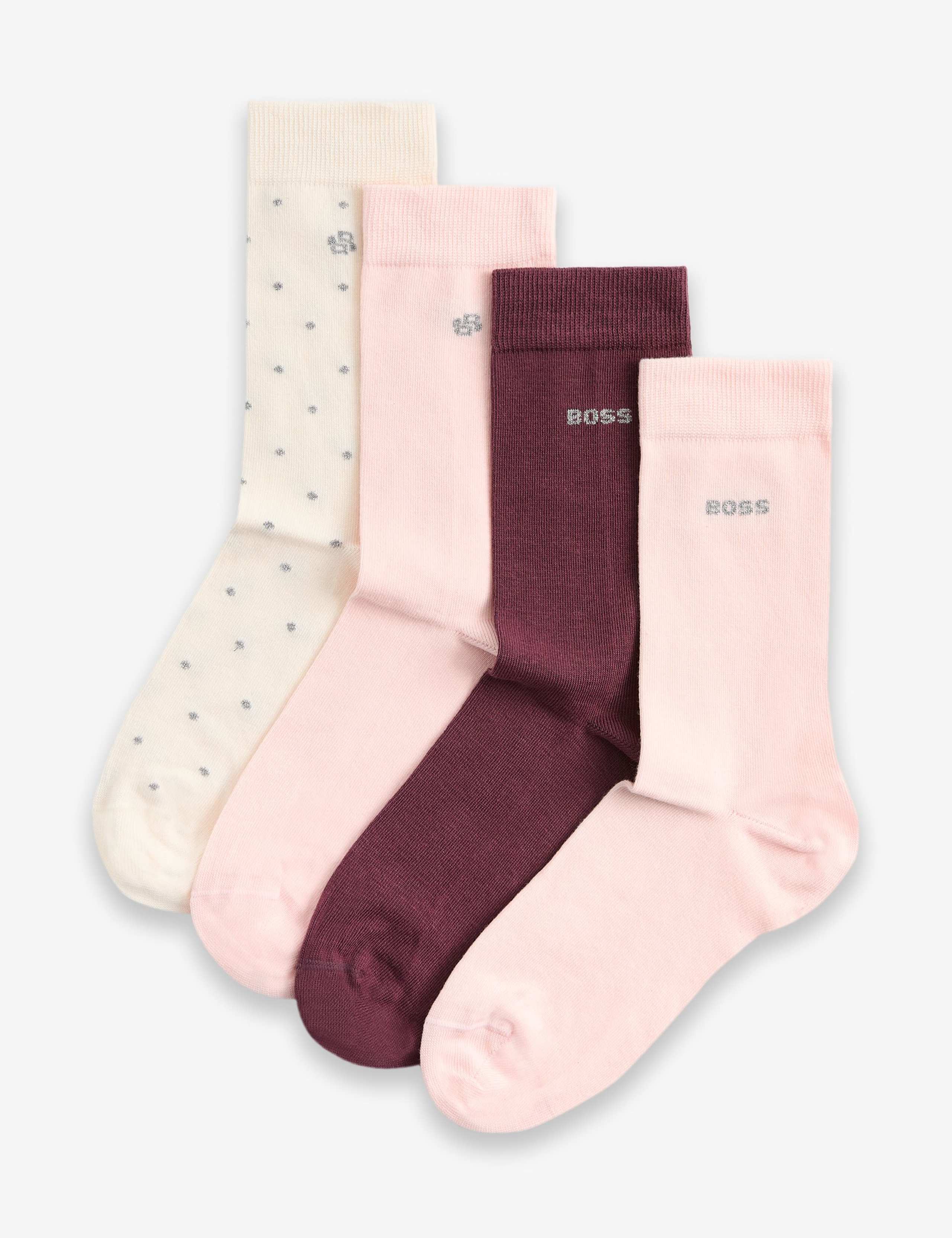 4pk Cotton Rich Logo Ankle High Socks 1 of 3