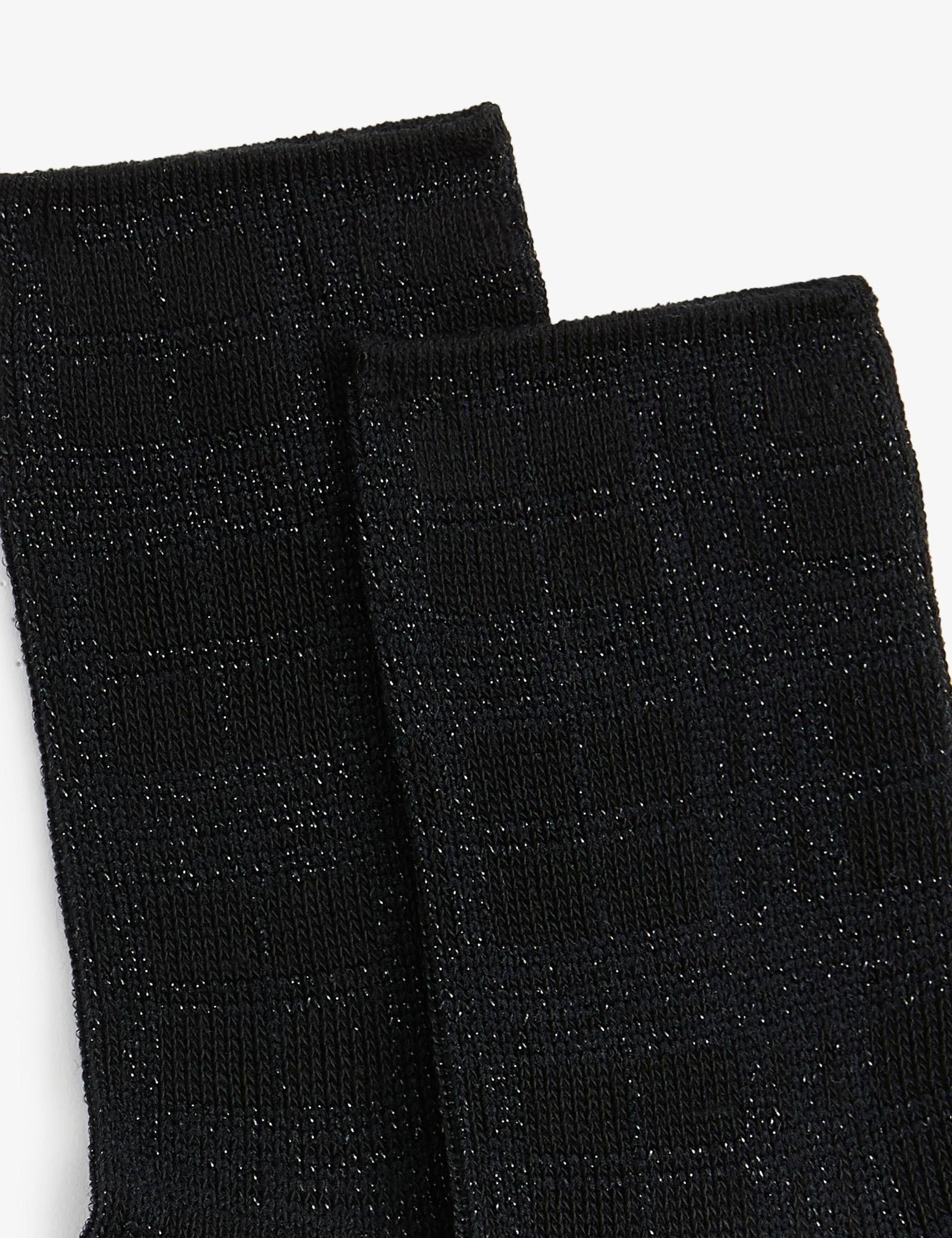 2pk Cotton Blend Glitter Ankle High Socks 2 of 3