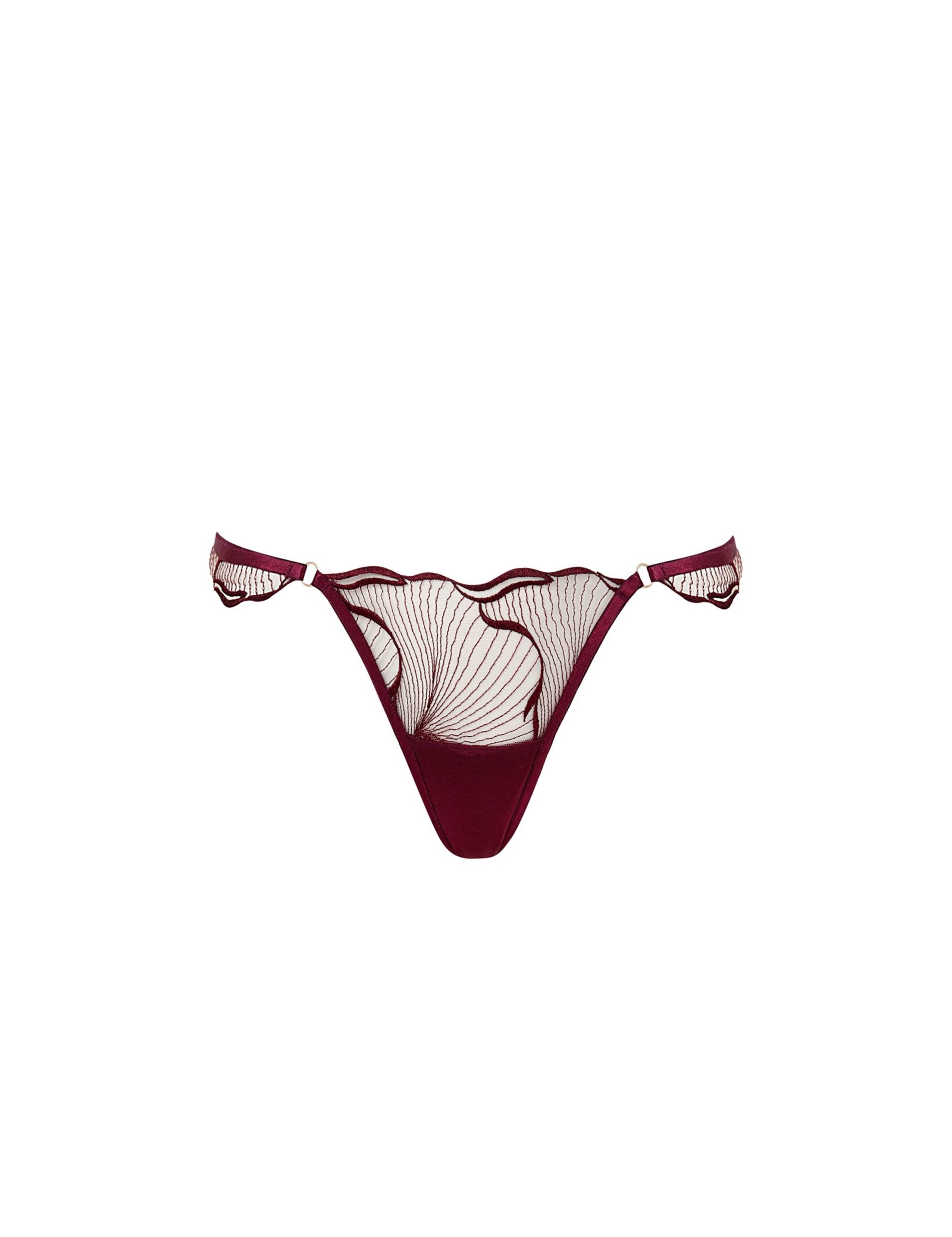 Marabel Embroidered Sheer Thong 2 of 4