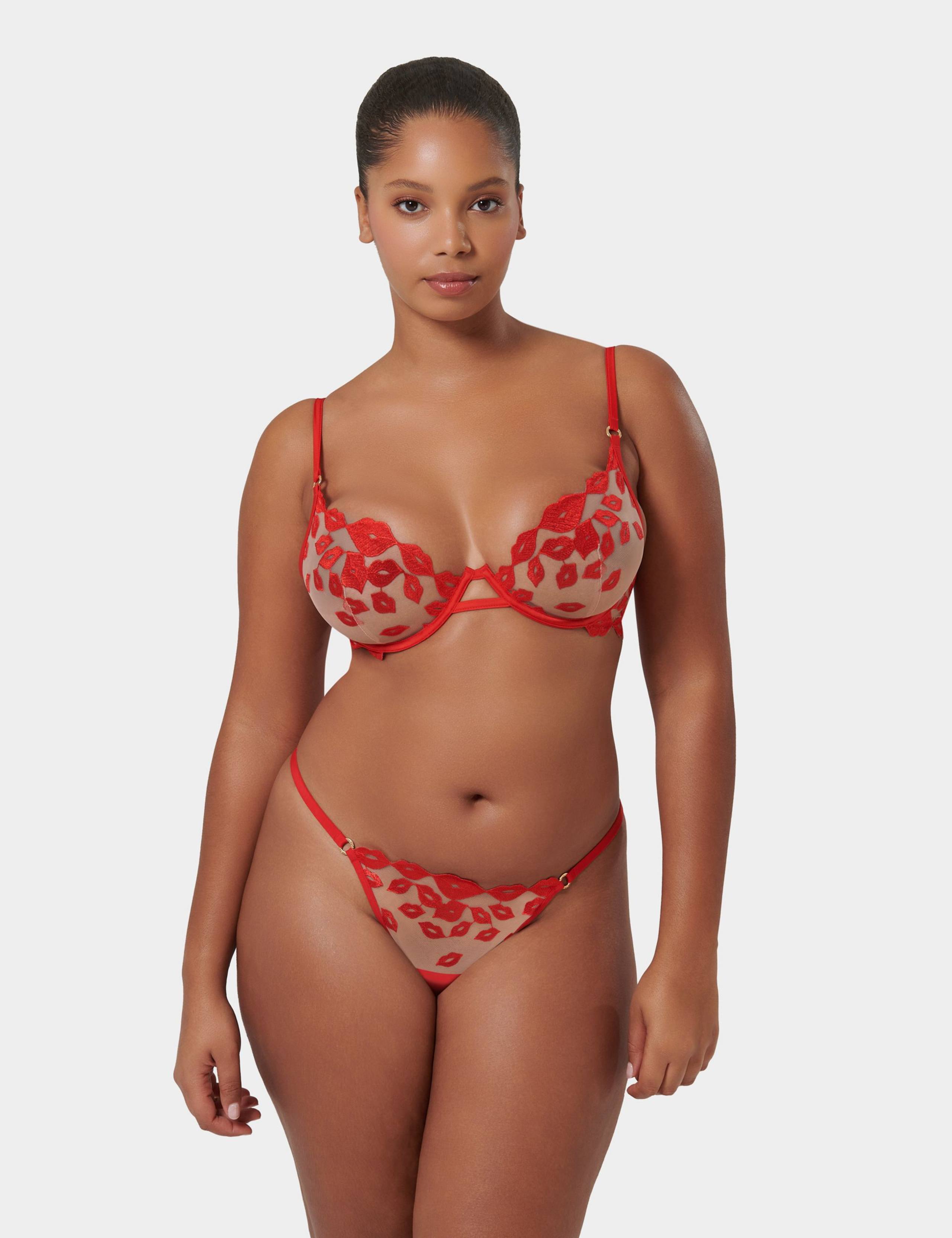 Marian Embroidered Sheer Thong 3 of 4