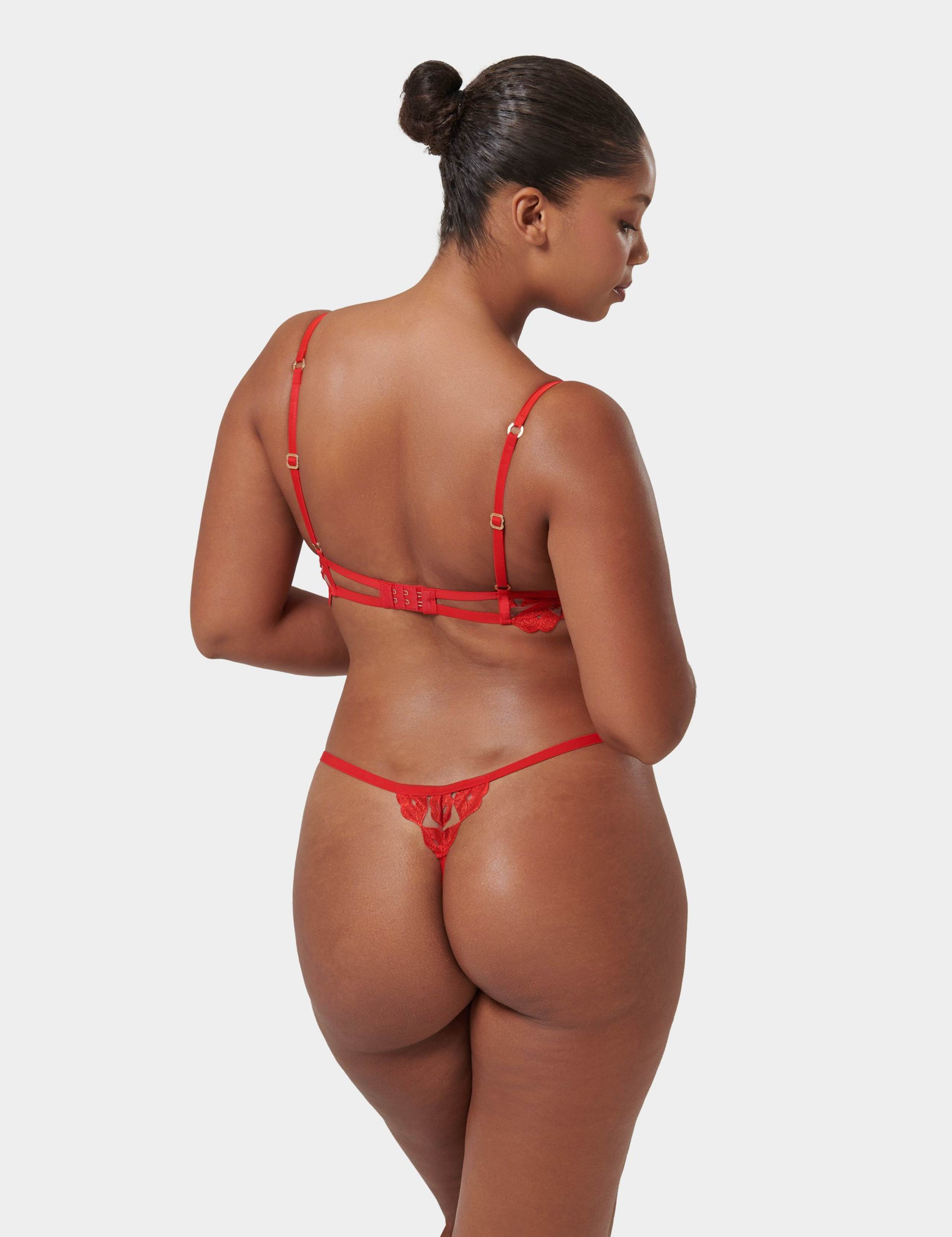 Marian Embroidered Sheer Thong 4 of 4
