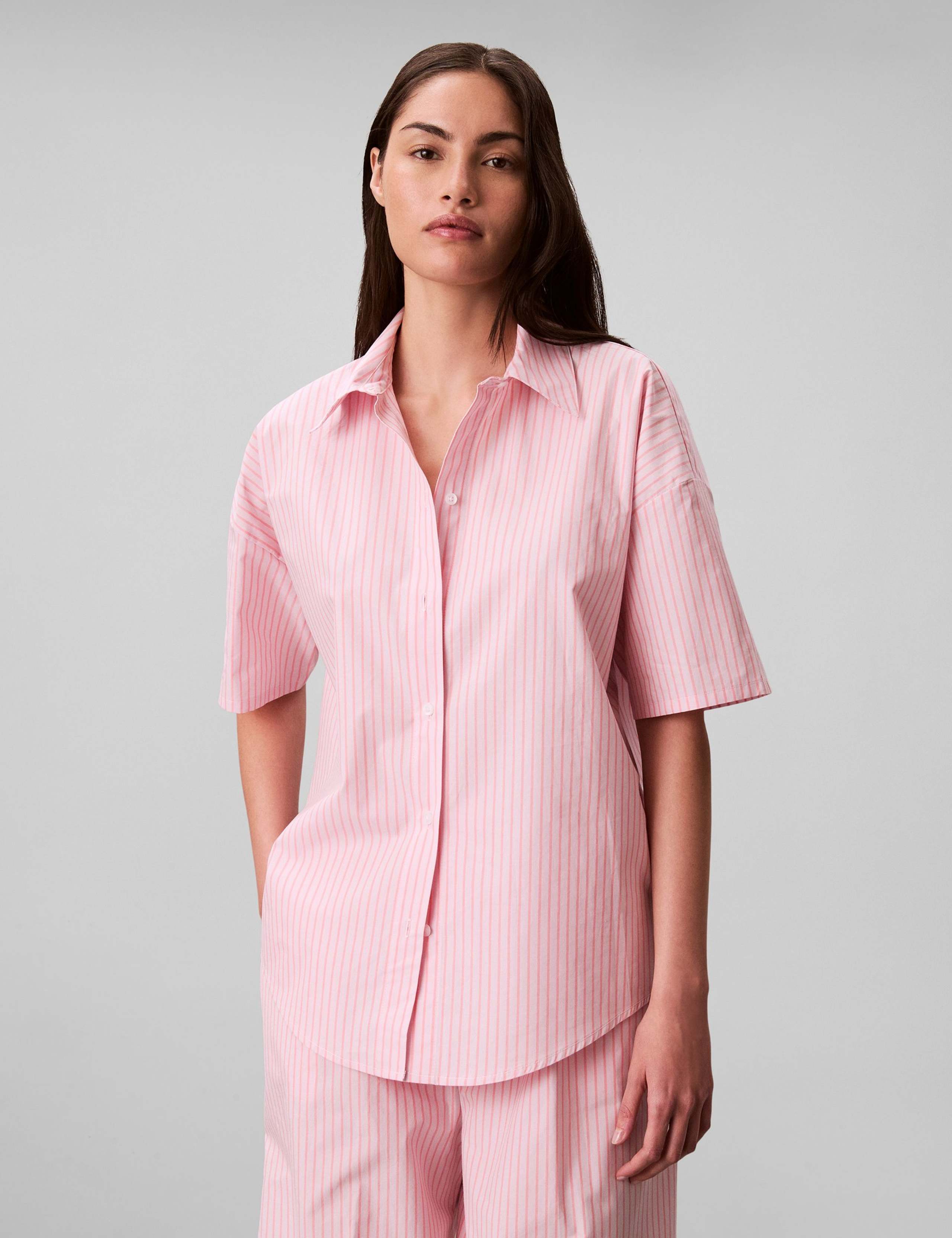 Pure Cotton Poplin Striped Pyjama Set 3 of 7