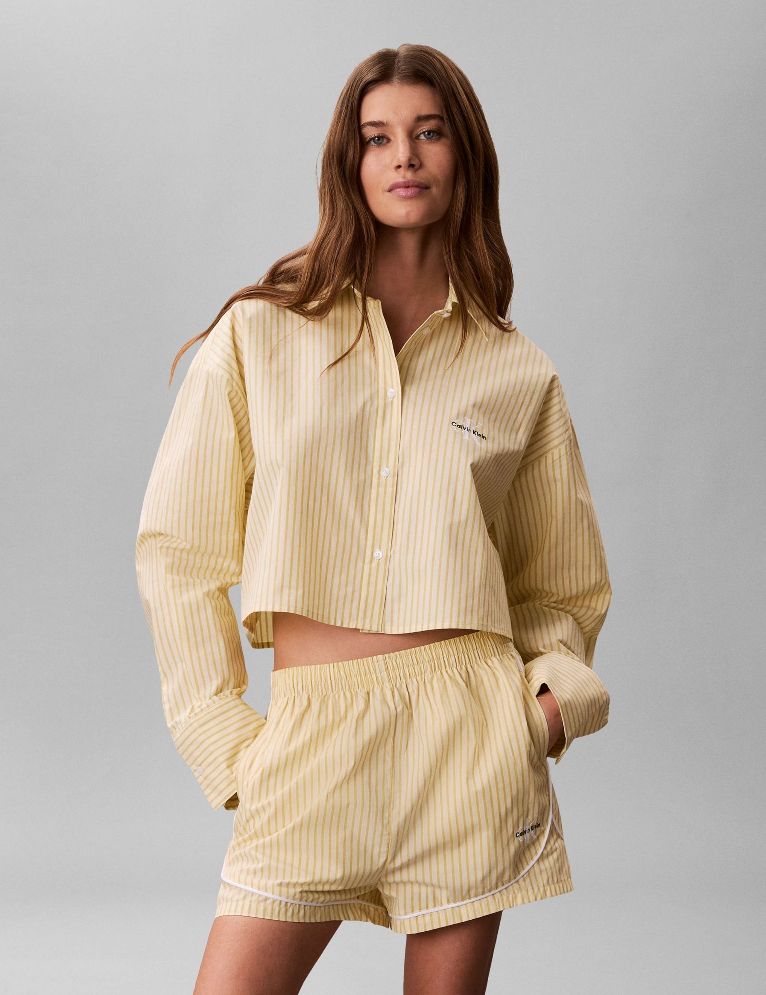 Cotton Poplin Cropped Pyjama Shirt 1 of 5