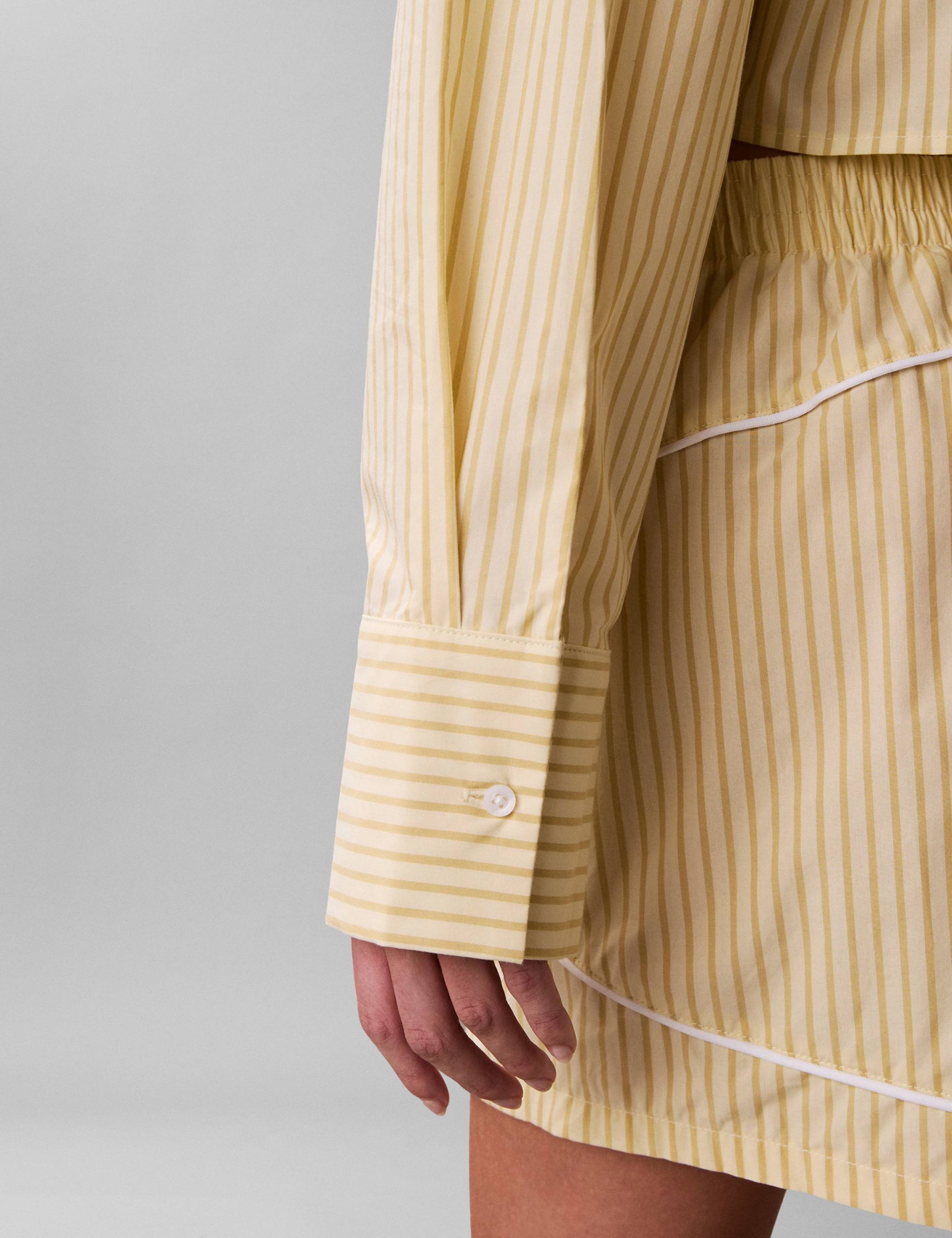 Cotton Poplin Cropped Pyjama Shirt 4 of 5