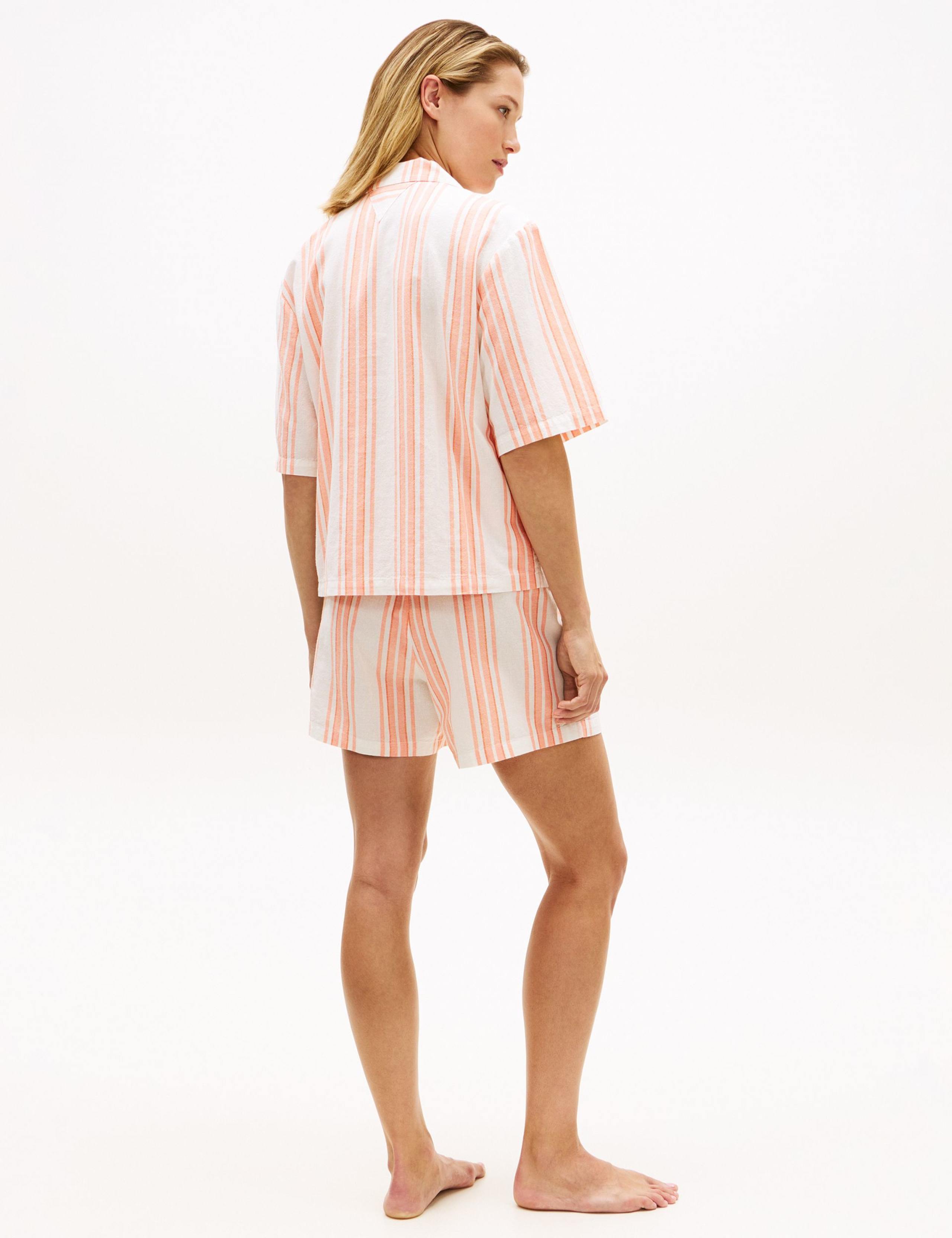 Cotton Rich Striped Pyjama Set with Linen 5 of 6