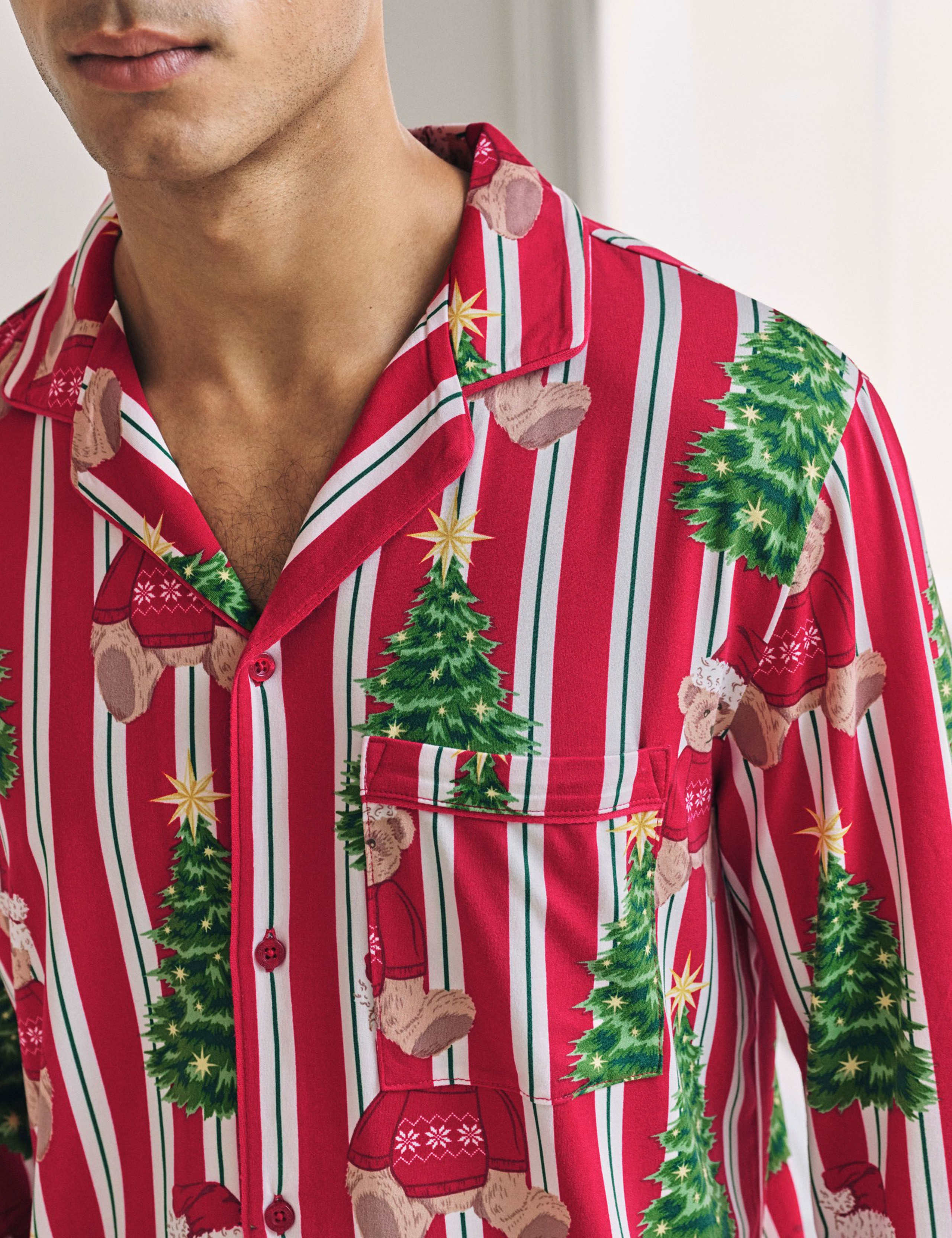 Christmas Teddy Bear Striped Pyjama Set 5 of 7