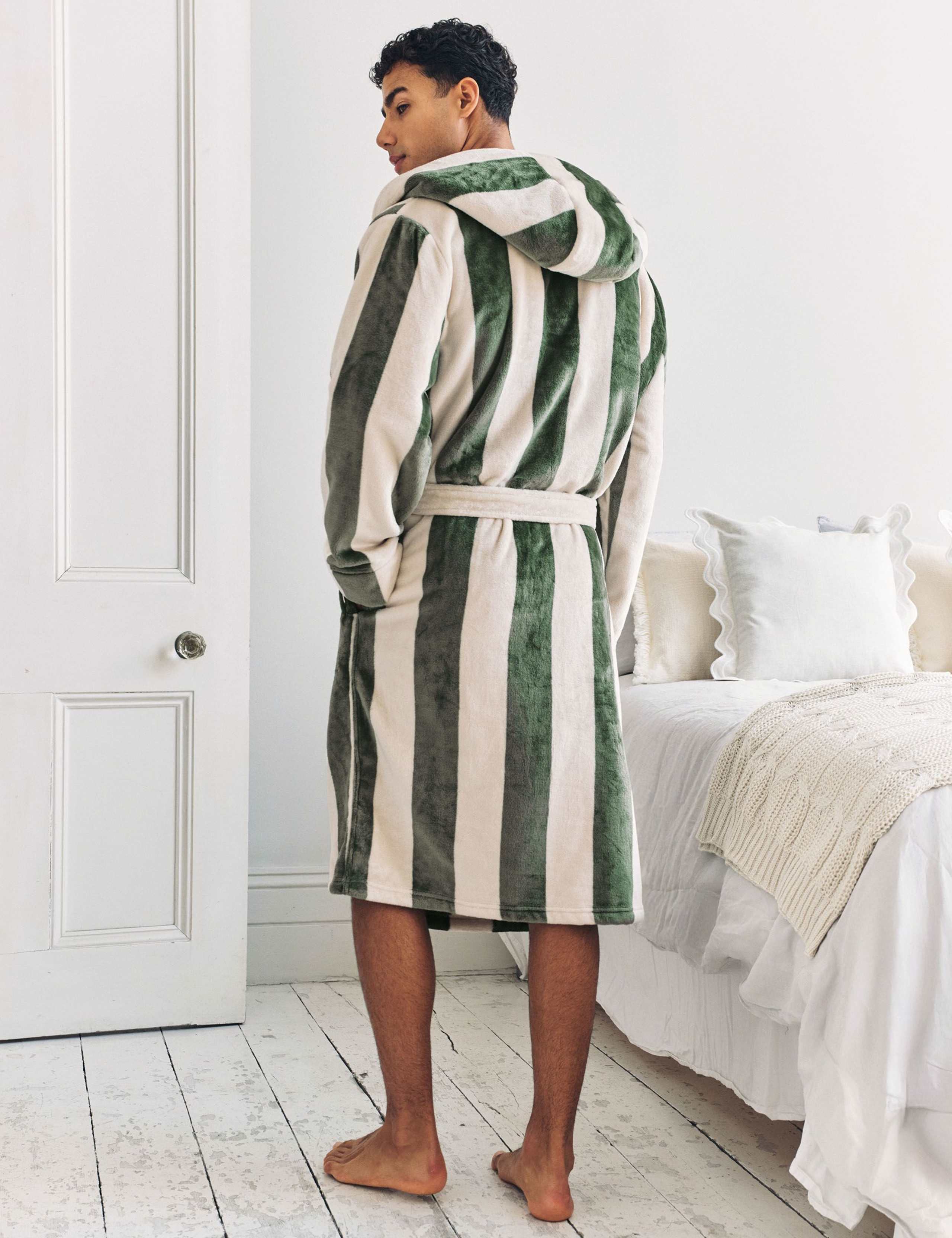 Fleece Striped Hooded Dressing Gown 3 of 5