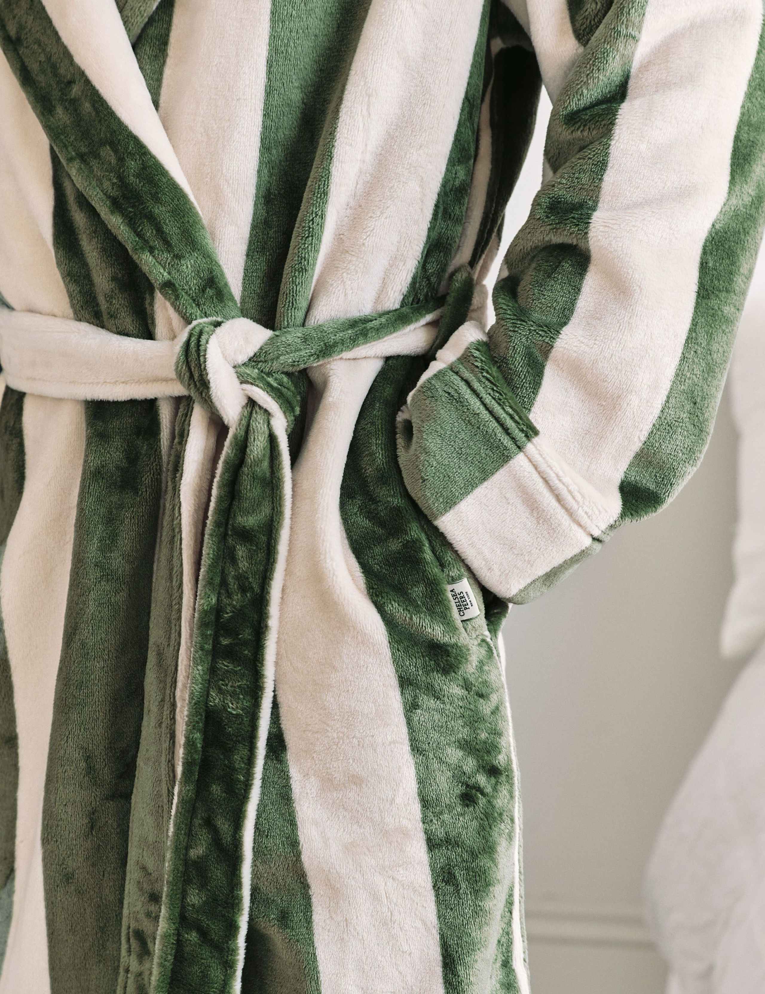 Fleece Striped Hooded Dressing Gown 5 of 5