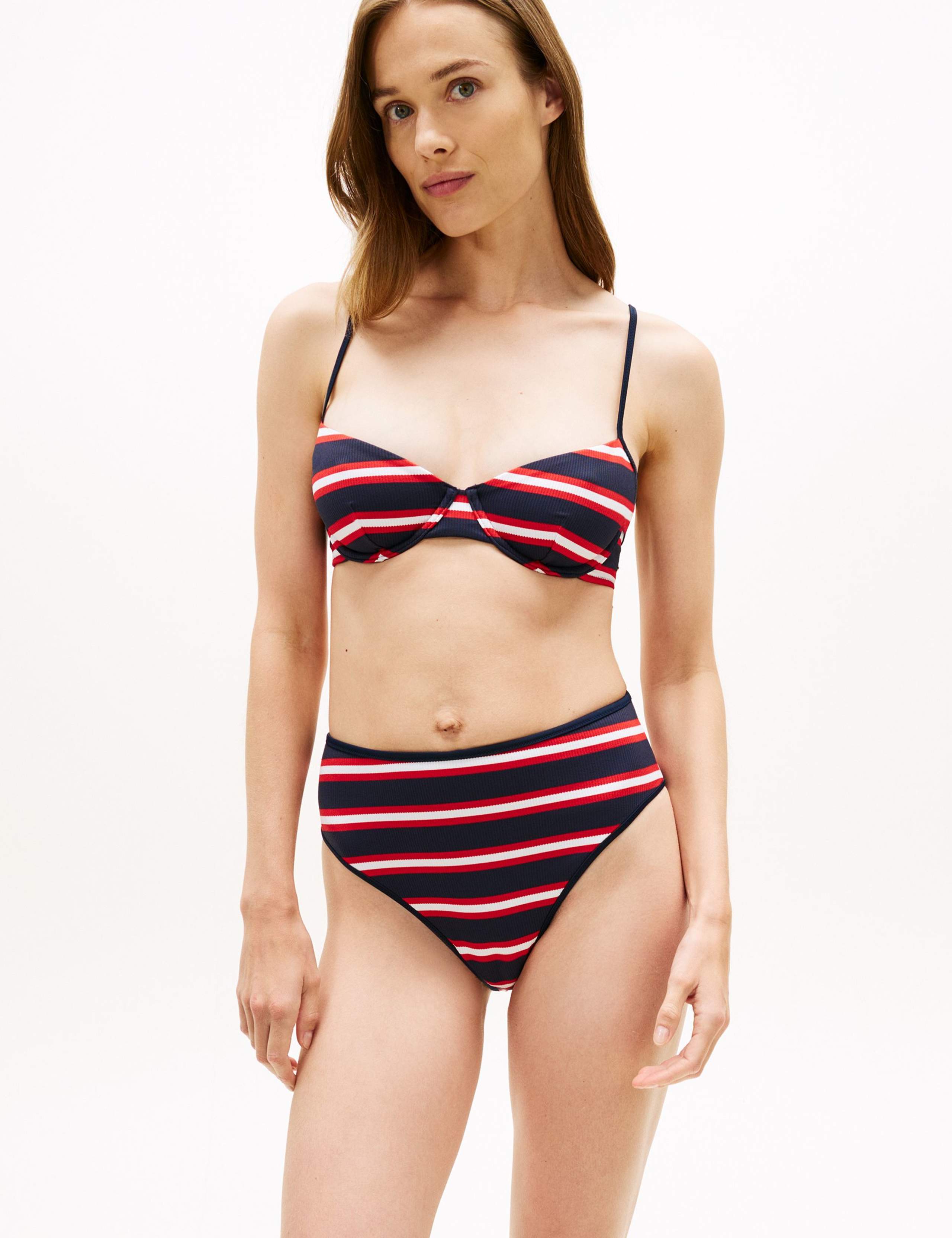 Striped High Waisted Bikini Bottoms 3 of 5