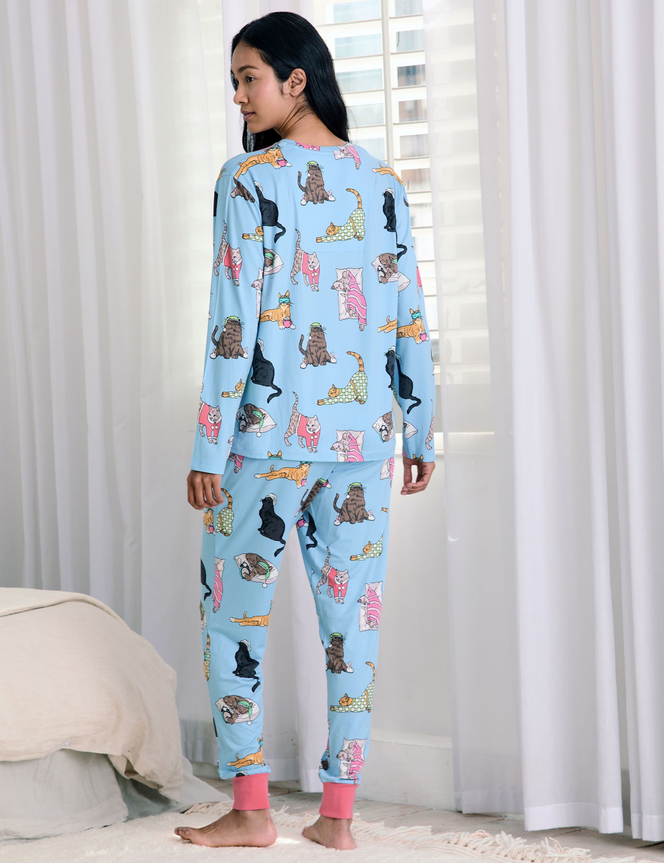 Sleepy Cat Print Pyjama Set 3 of 6