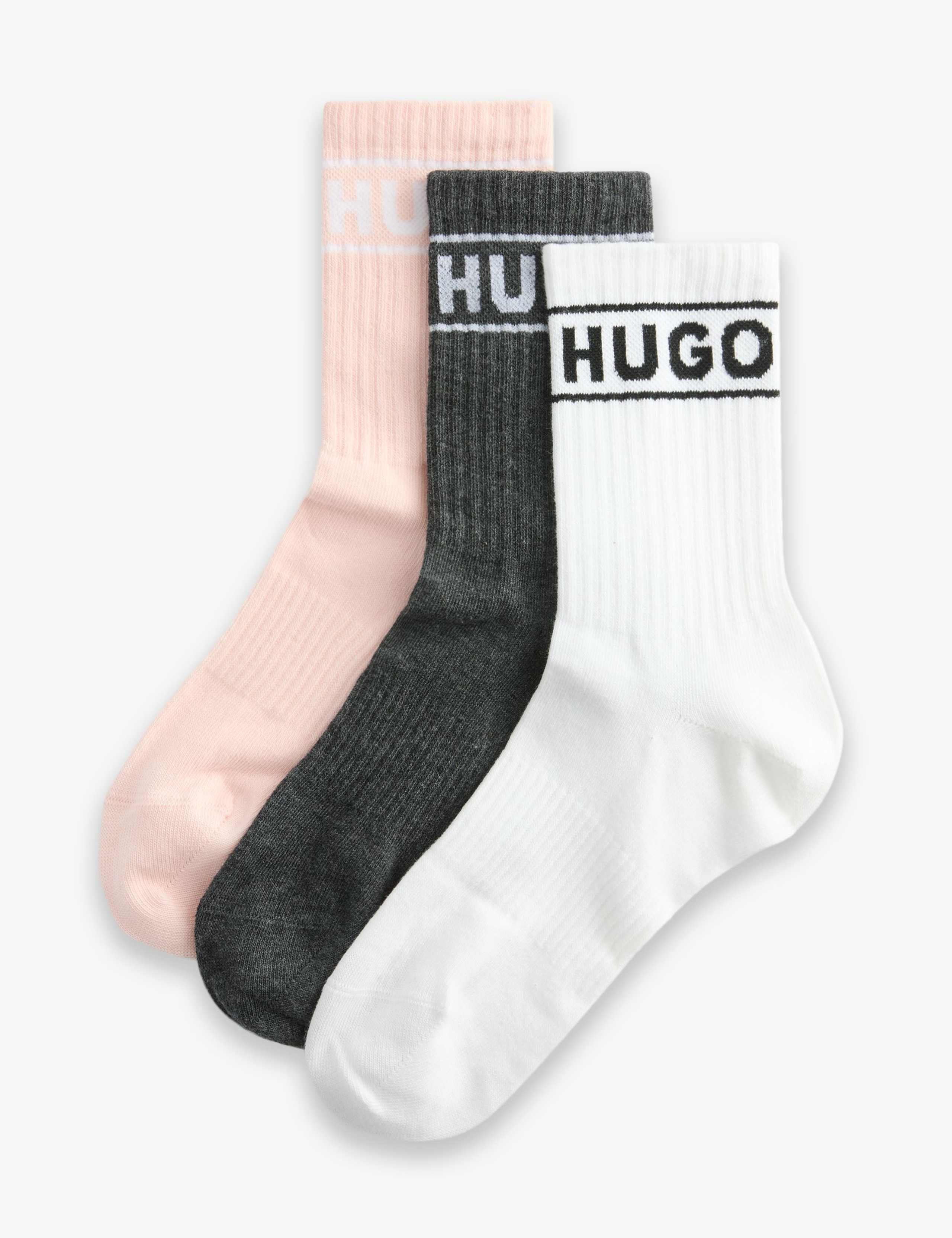 3 Pack Cotton Rich Ribbed Ankle High Socks 3 of 3