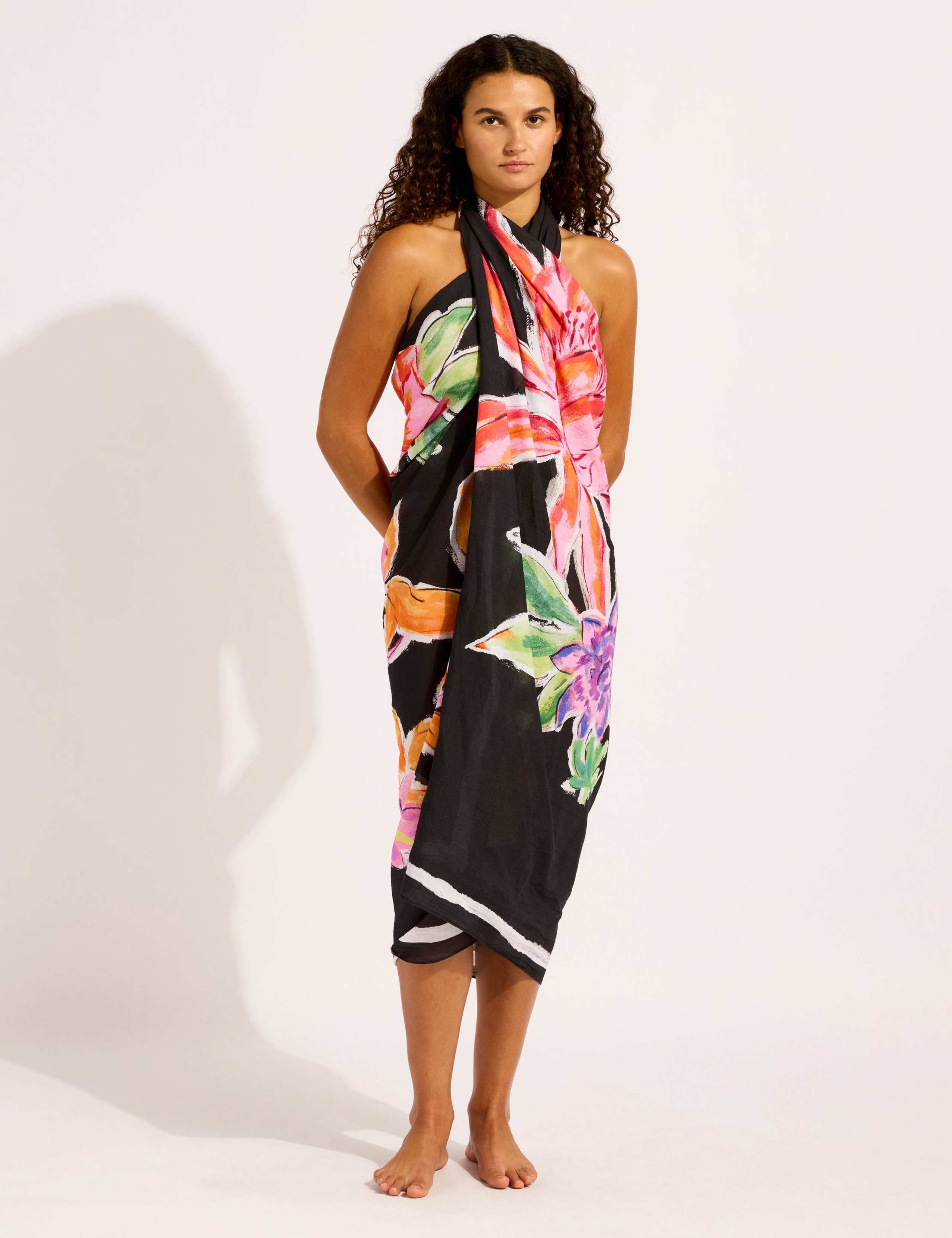 Hothouse Flowers Pure Cotton Floral Beach Cover Up Sarong 2 of 7