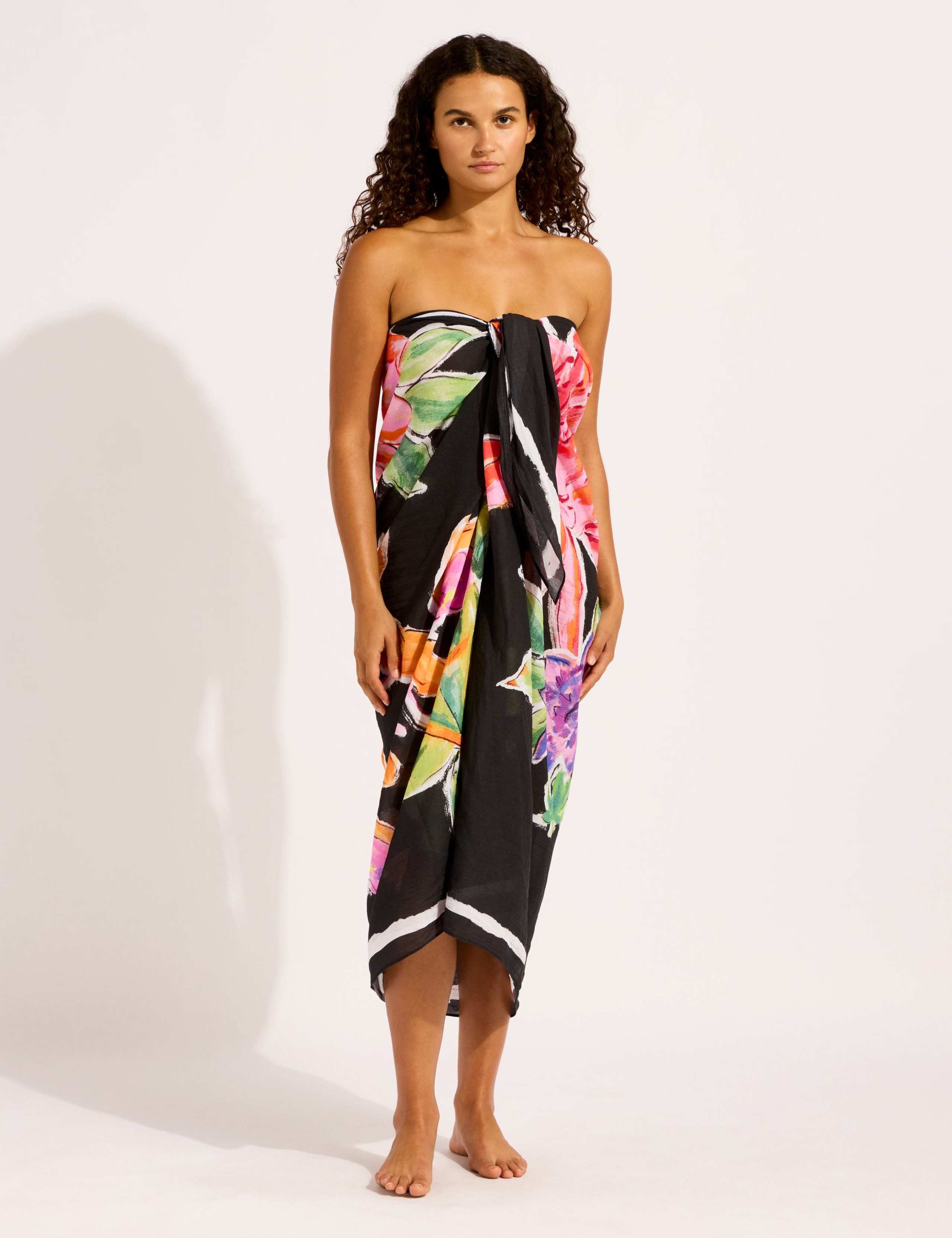 Pure Cotton Floral Beach Cover Up Sarong 3 of 7