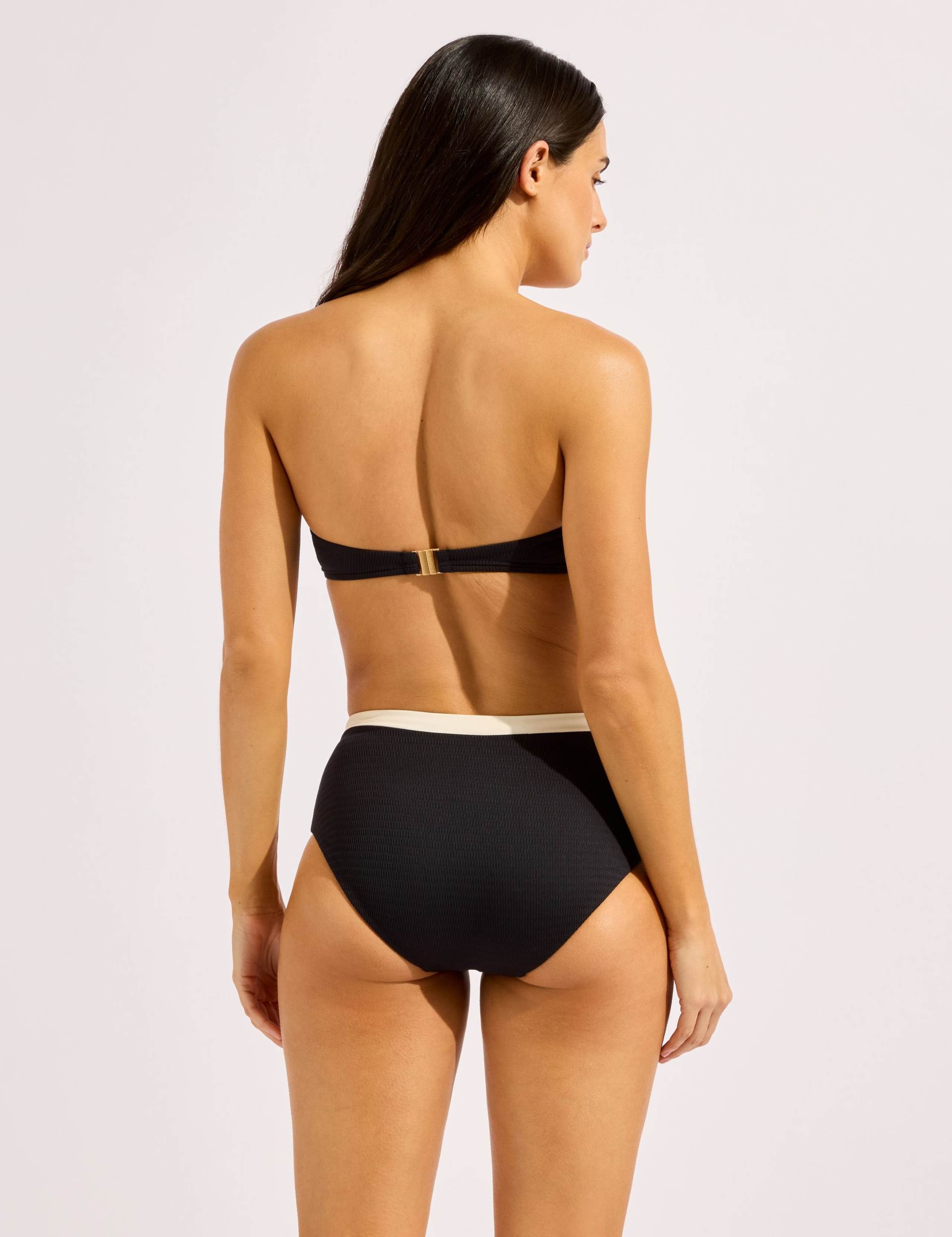 Bandwave Textured High Waisted Bikini Bottoms 3 of 4