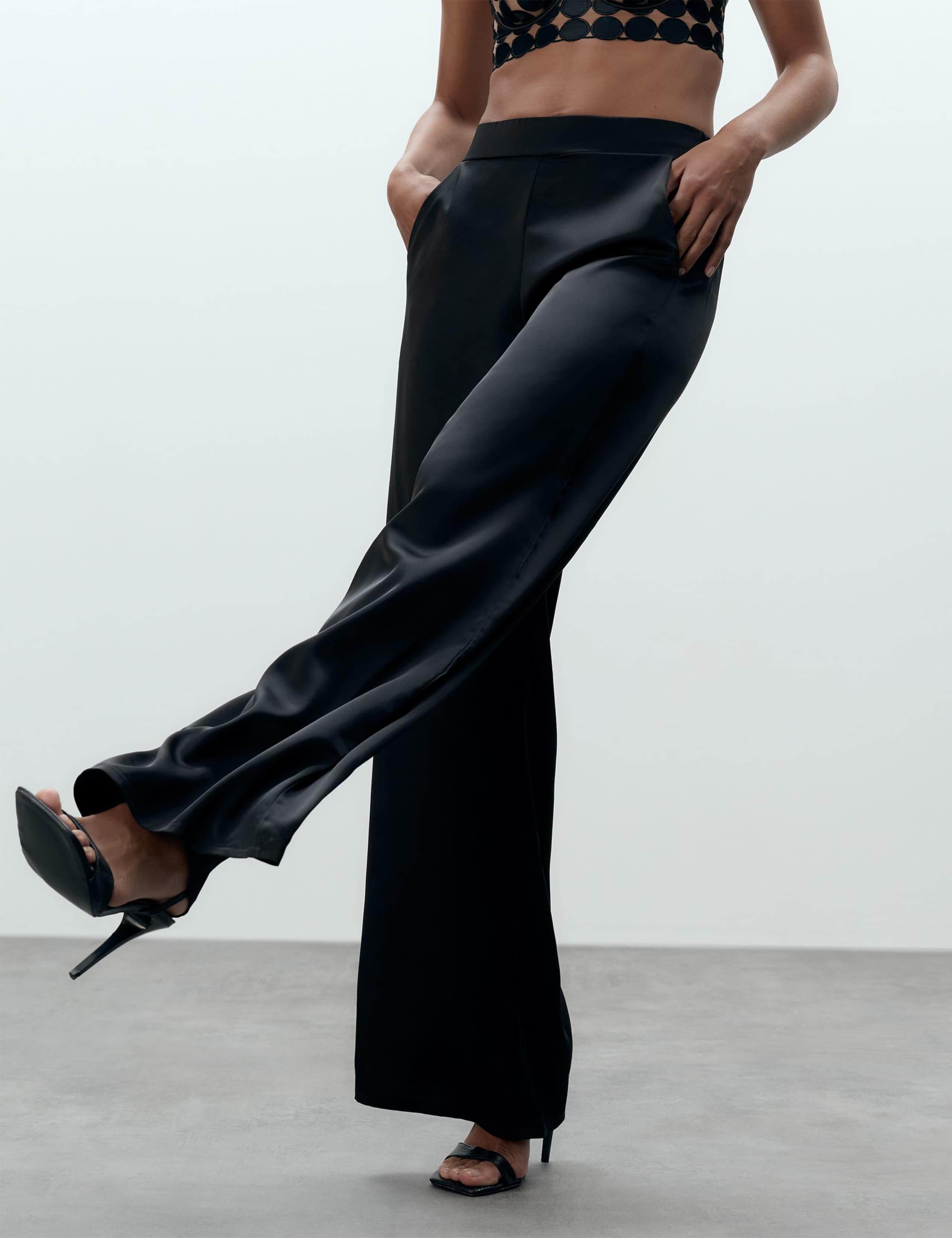 Satin Elasticated Waist Wide Leg Trousers 4 of 5