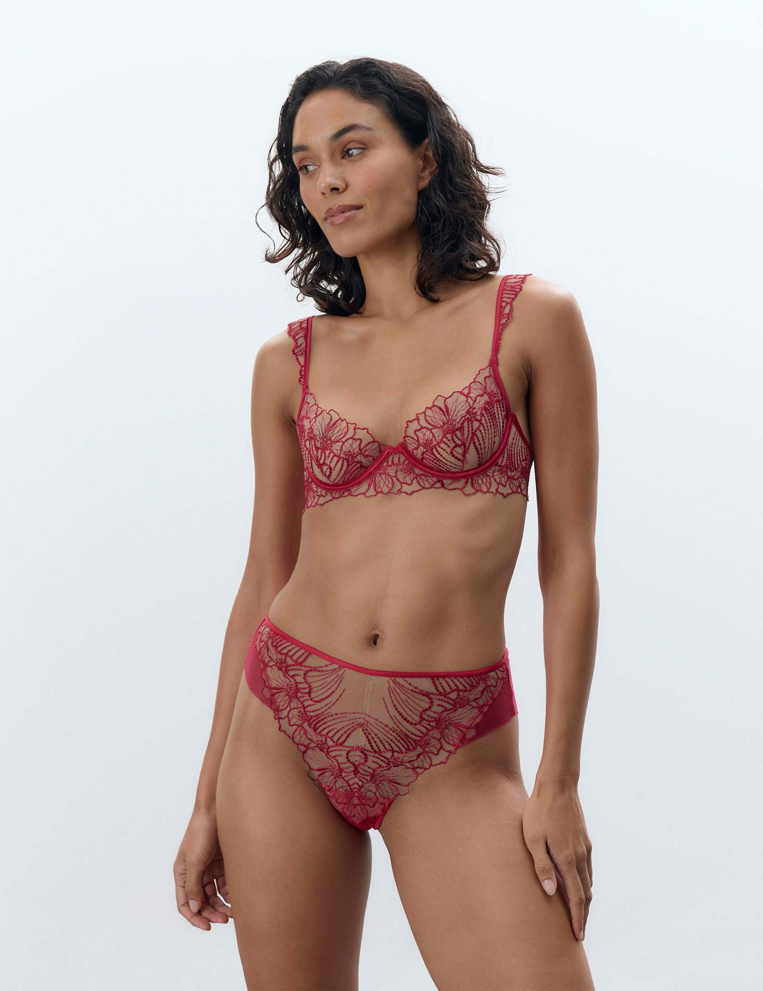 Amarosa Floral Embroidery Wired Demi Cup Bra (A-F) 1 of 4