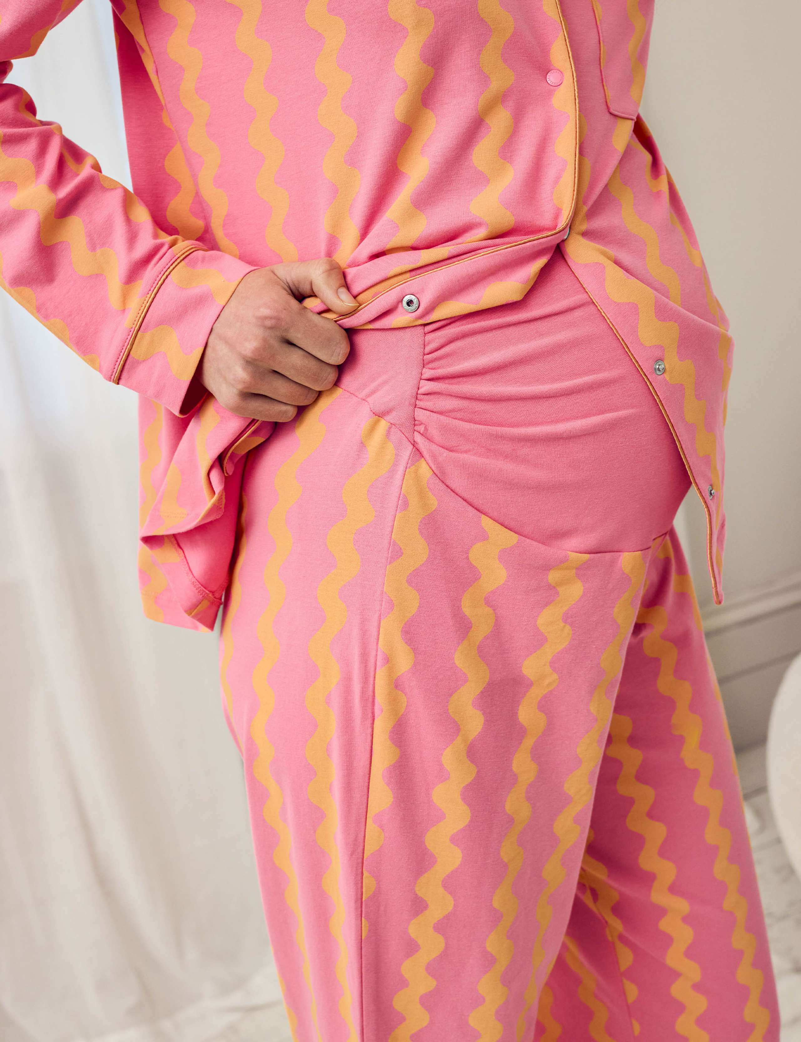 Maternity Cotton Rich Sunset Wavy Stripe Long Pyjama Set 3 of 5