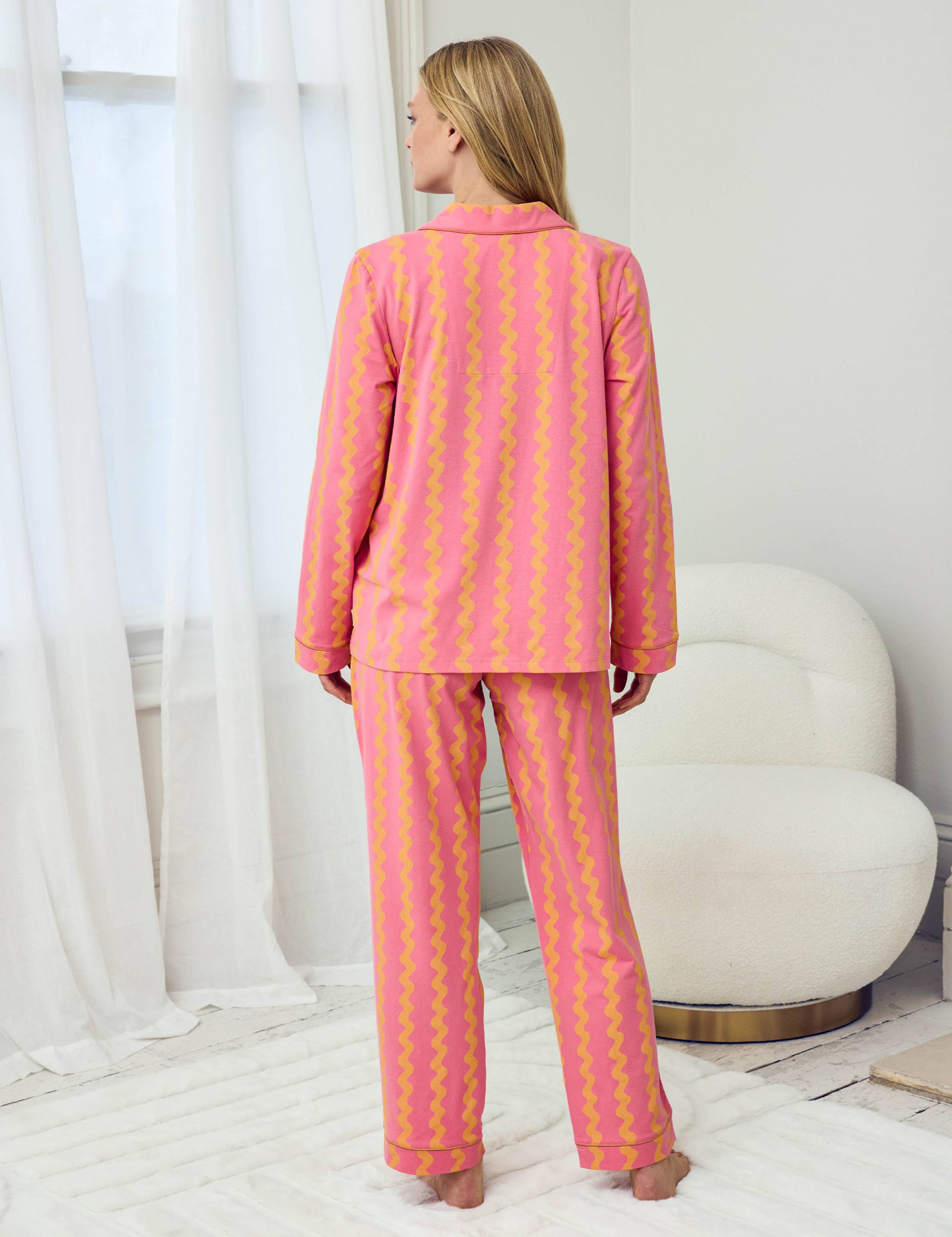 Maternity Cotton Rich Sunset Wavy Stripe Long Pyjama Set 4 of 5