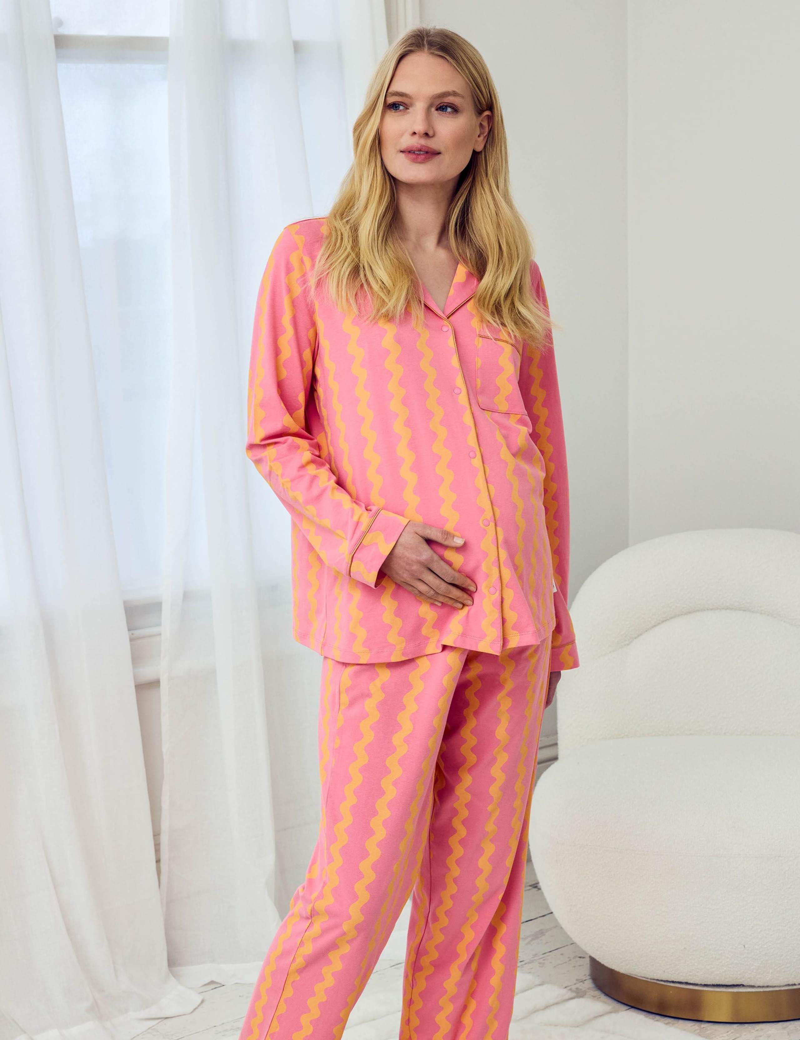 Maternity Cotton Rich Wavy Striped Pyjama Set 4 of 5