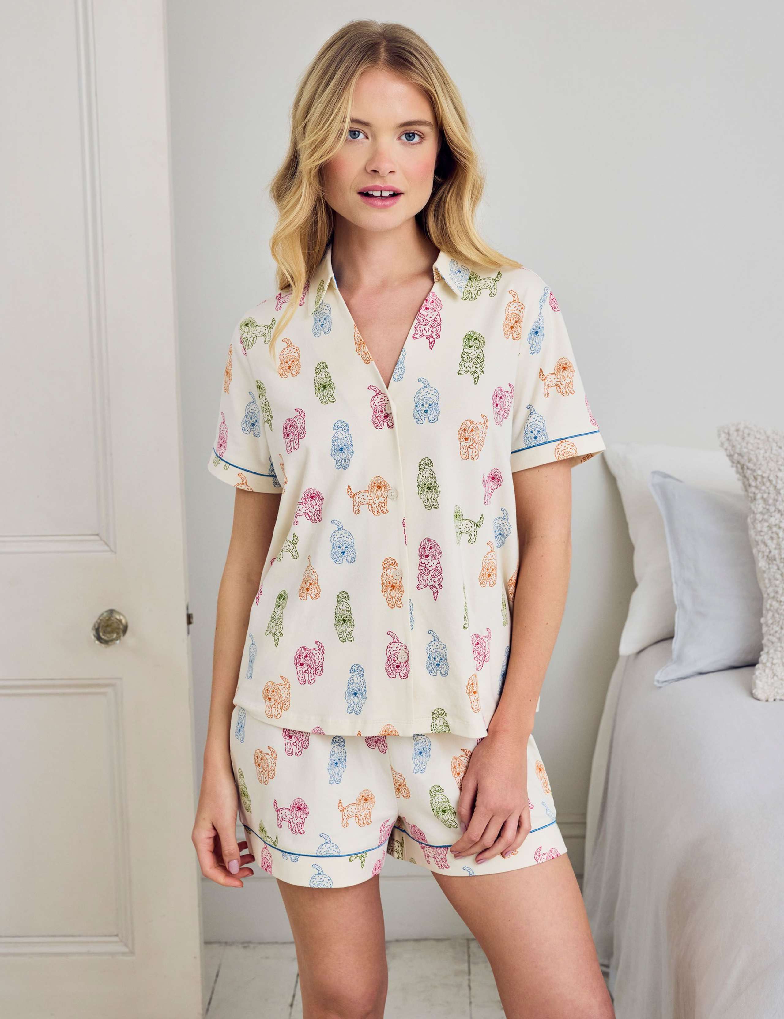 Cotton Righ Rainbow Cockapoo Print Short Pyjama Set 2 of 5