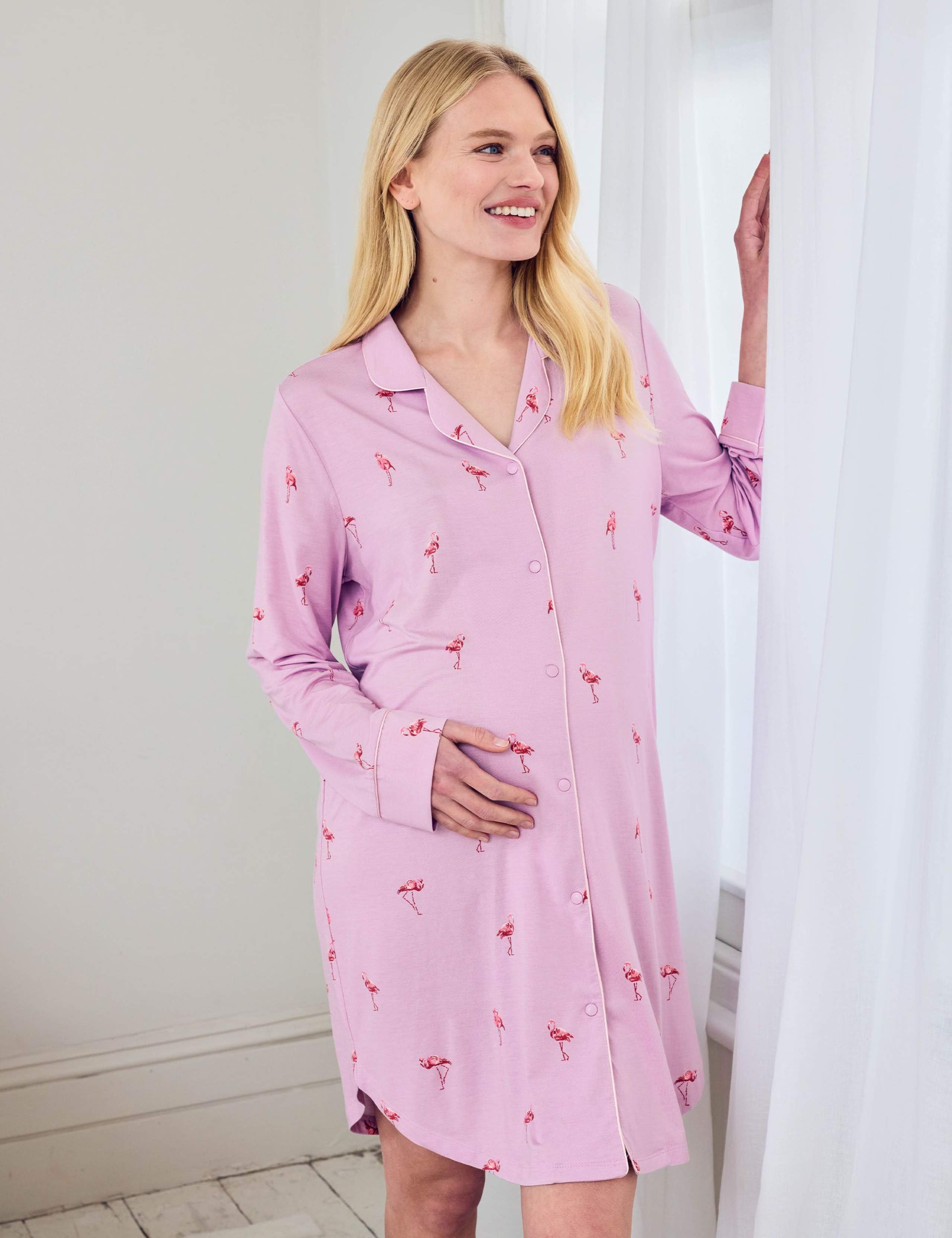 Maternity Modal Rich Flamingo Print Nightshirt 4 of 5