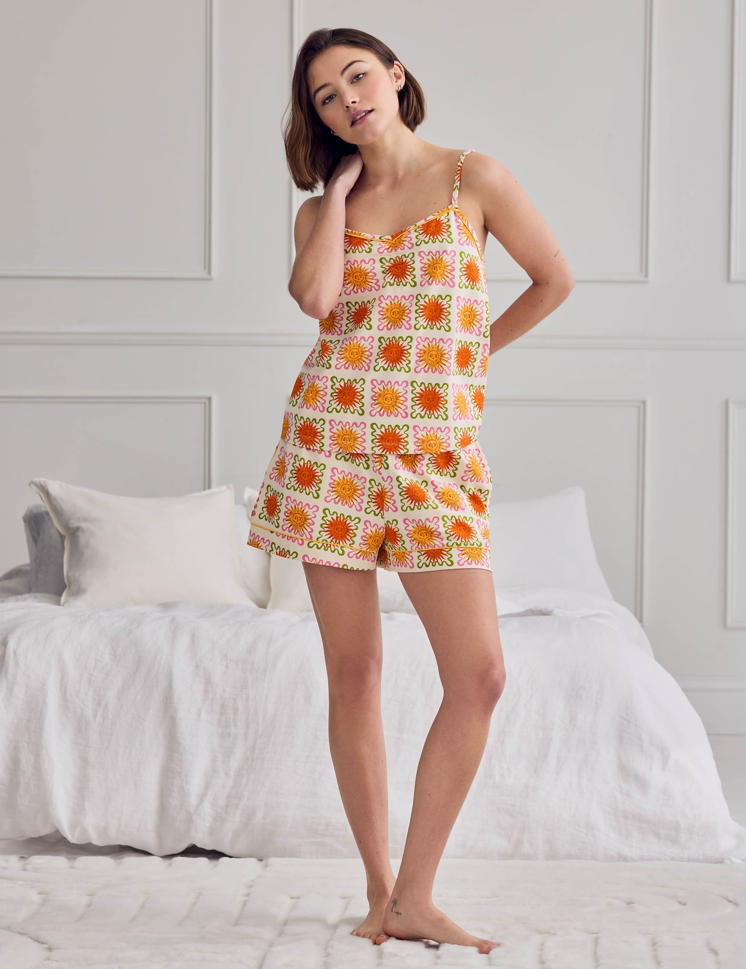 Cotton Rich Sunshine Tile Print Cami Short Pyjama Set 1 of 6
