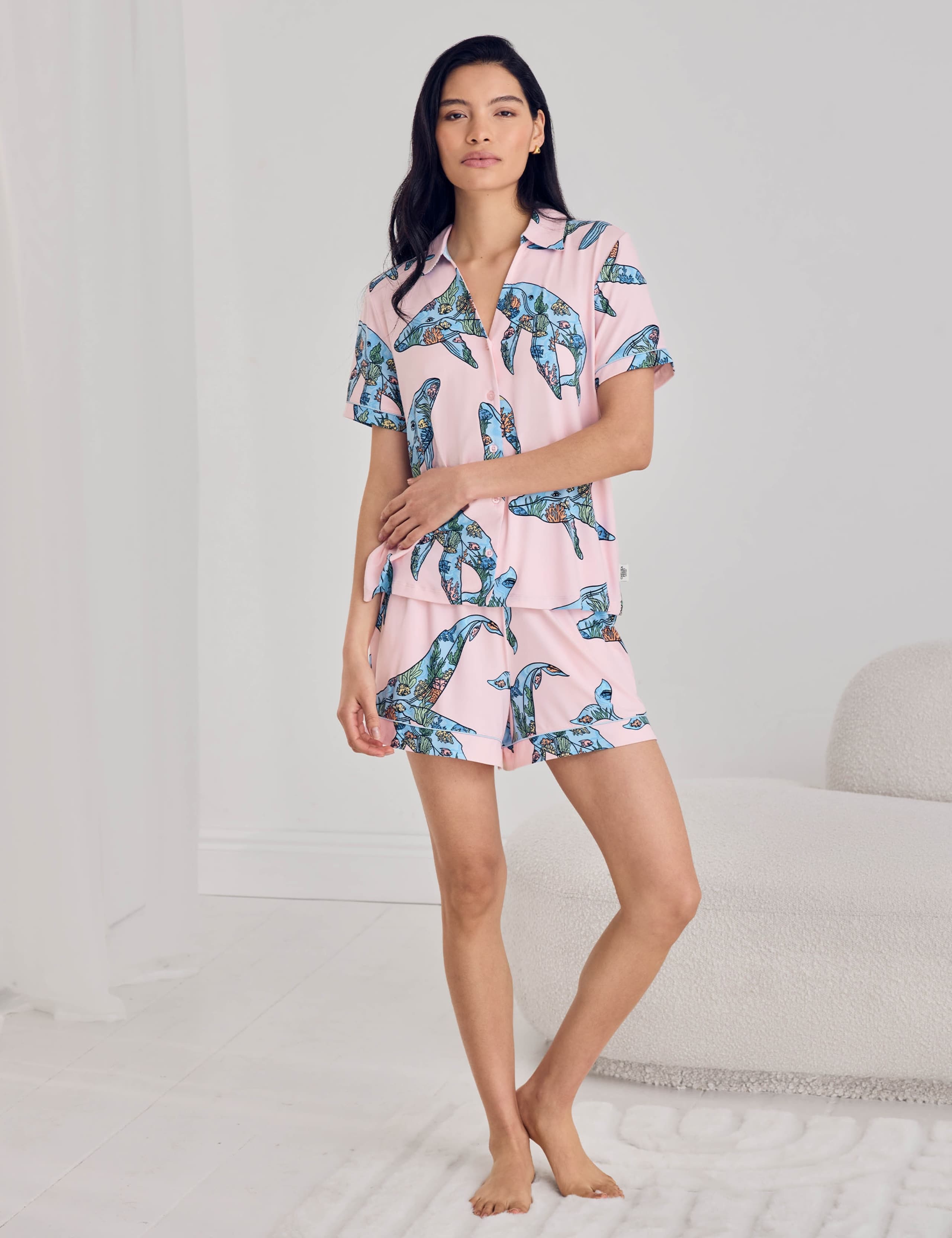 Whale Print V-Neck Shortie Set 1 of 6