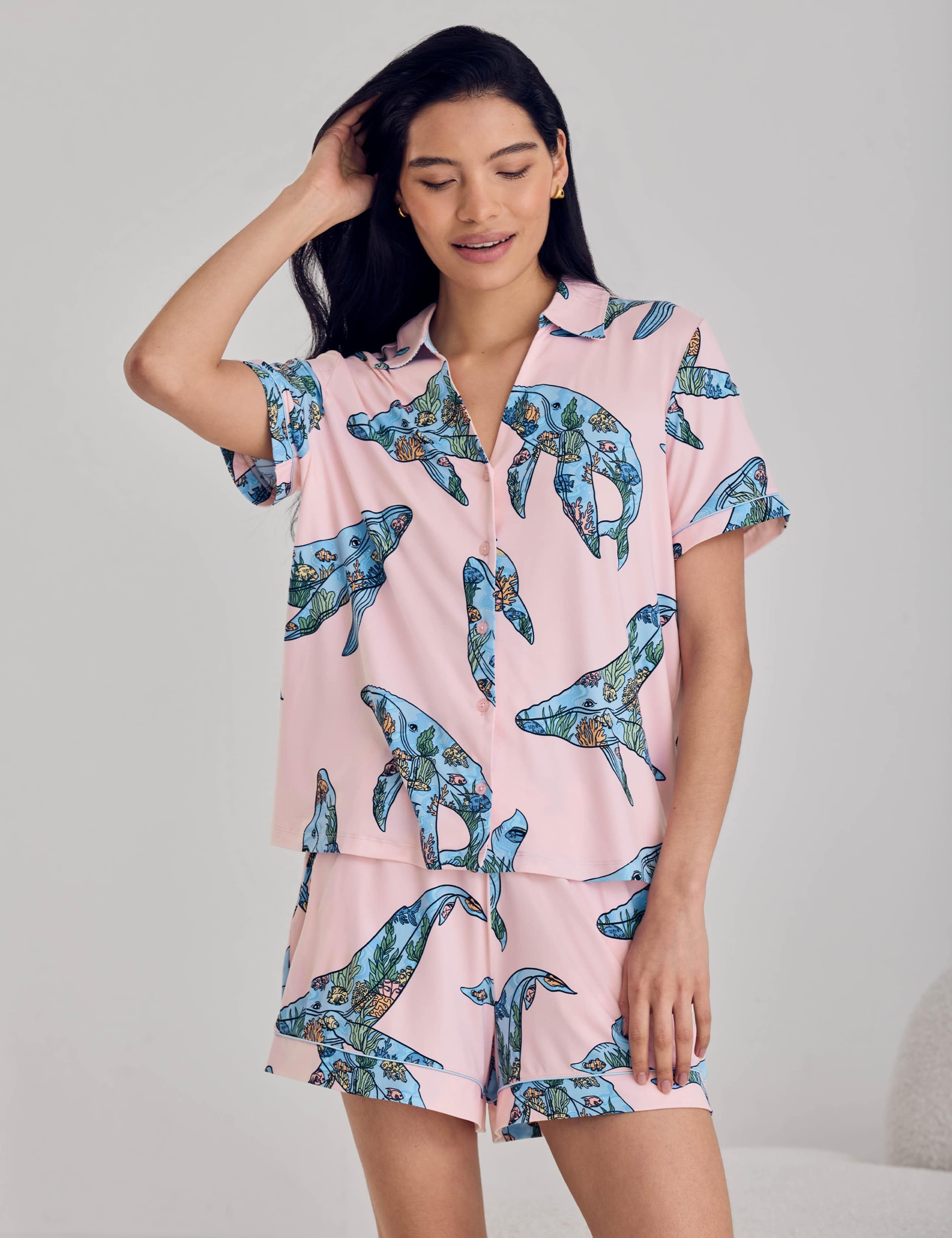 Whale Print V-Neck Shortie Set 4 of 6