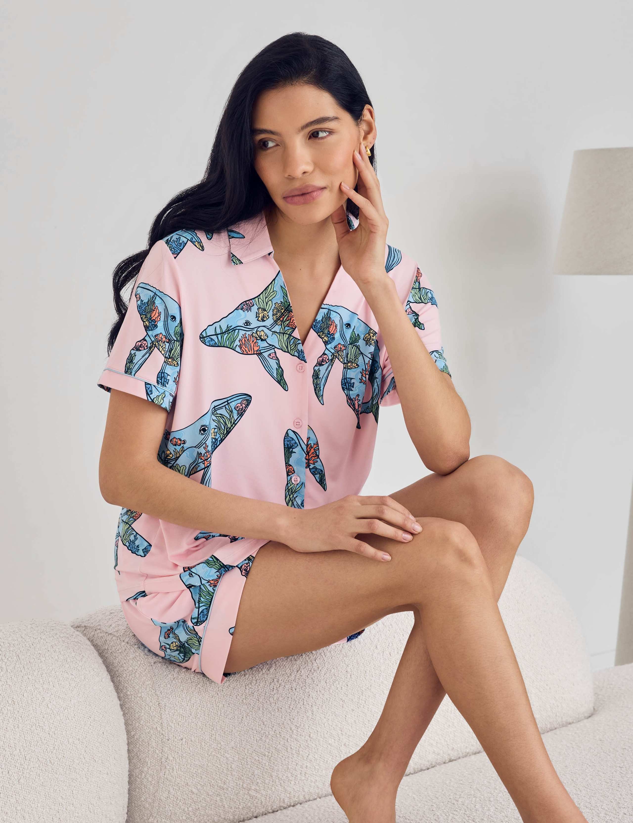 Whale Print V-Neck Shortie Set 5 of 6