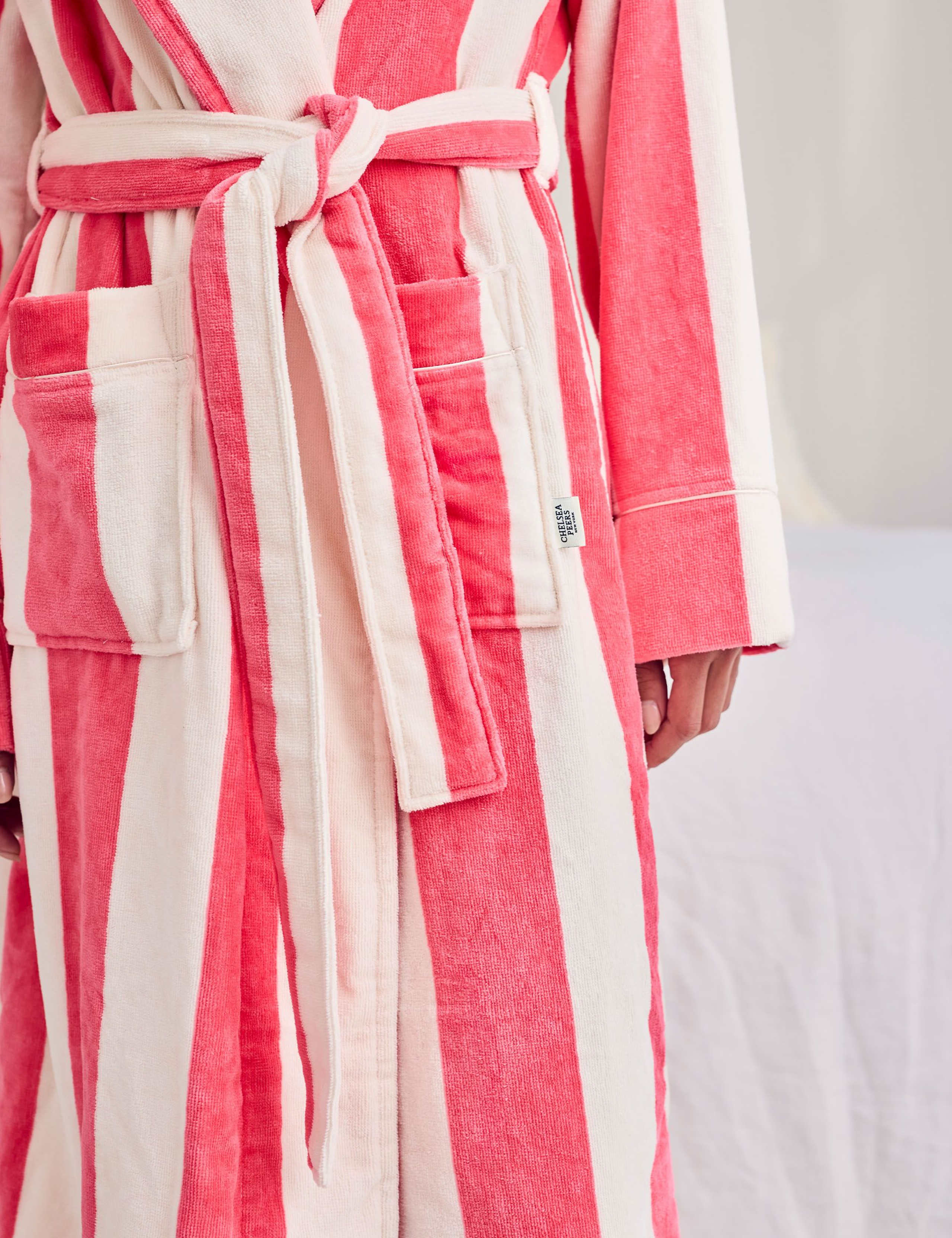 Pure Cotton Striped Towelling Dressing Gown 4 of 4