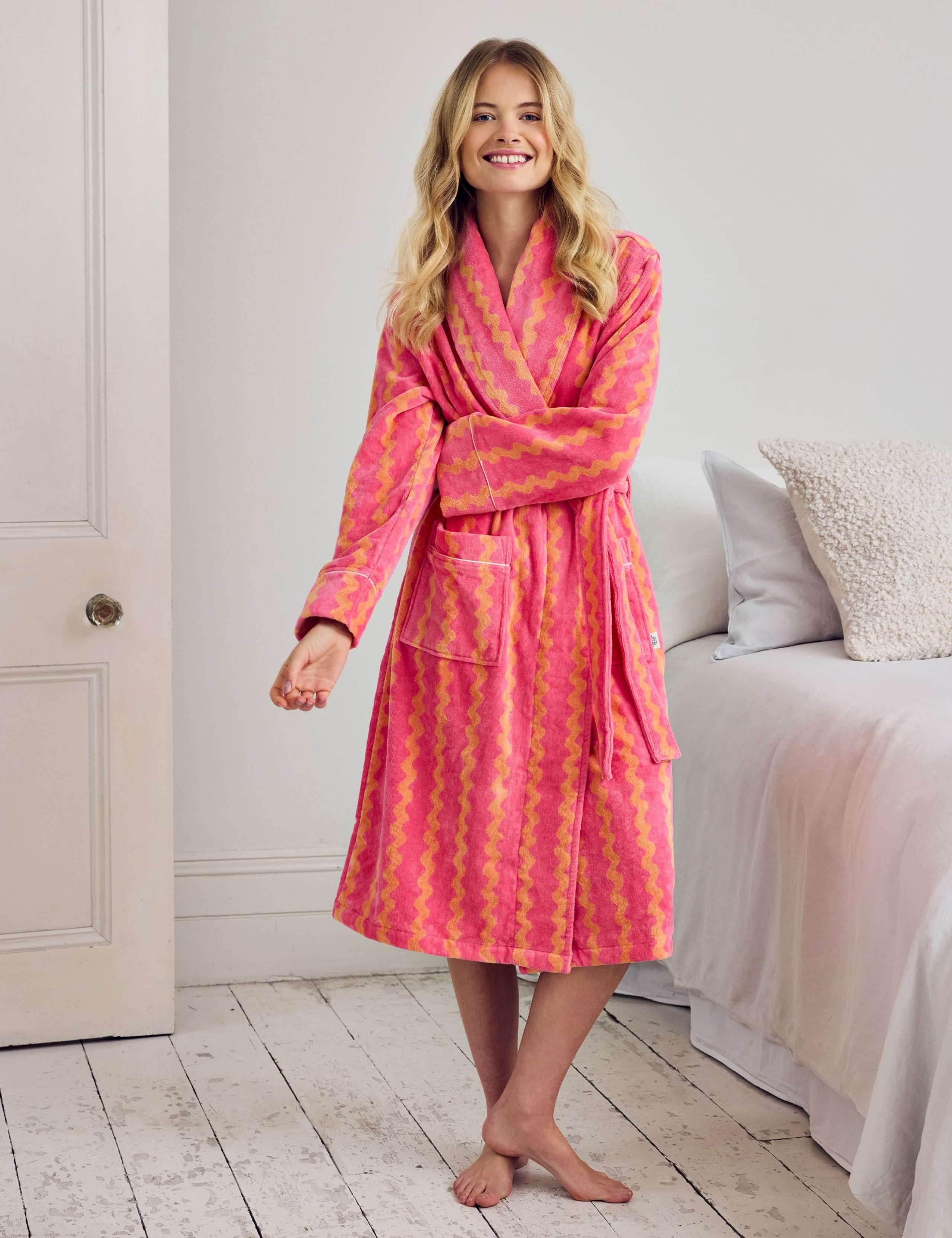 Pure Cotton Striped Towelling Dressing Gown 1 of 5