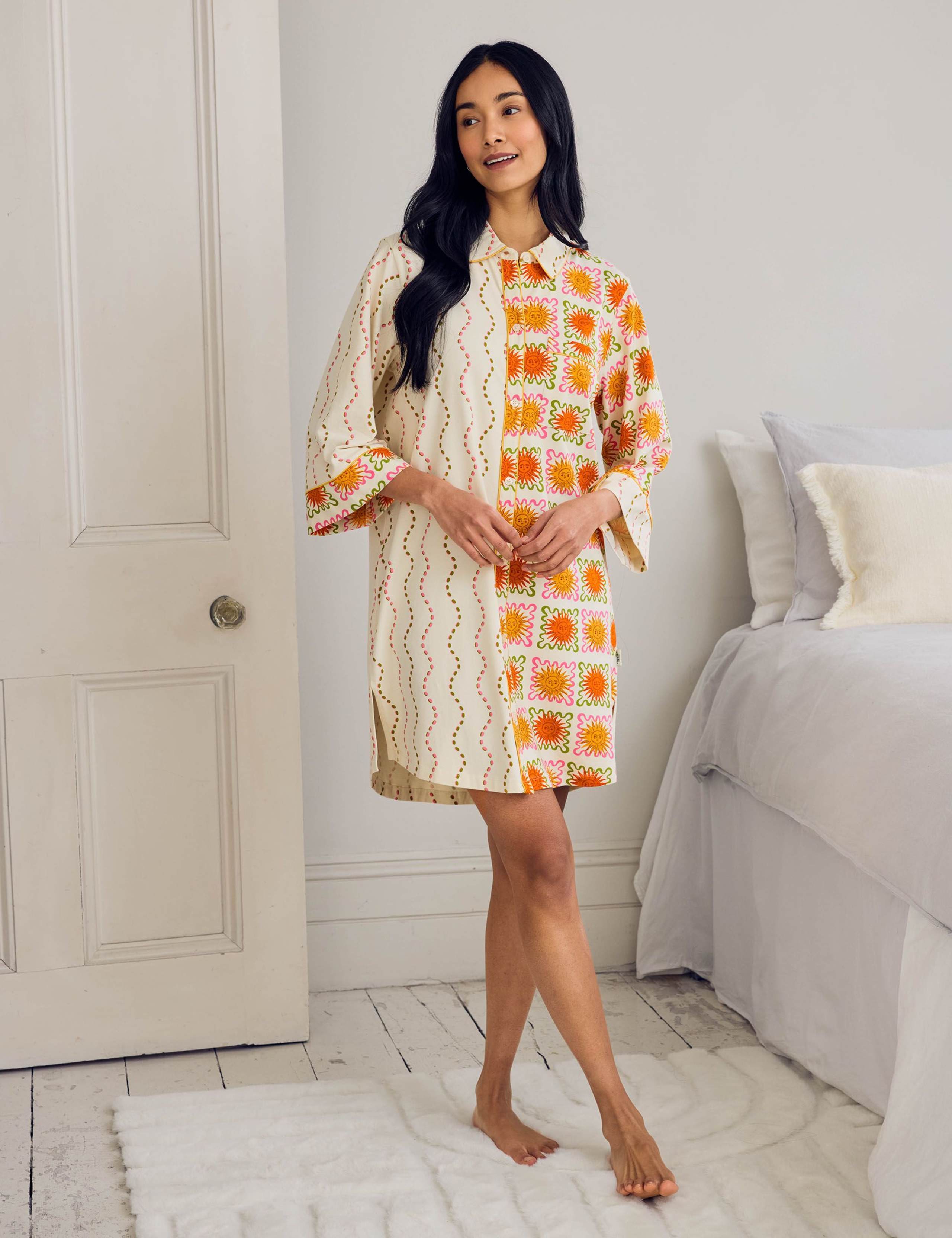 Cotton Rich Printed Batwing Nightshirt 1 of 6