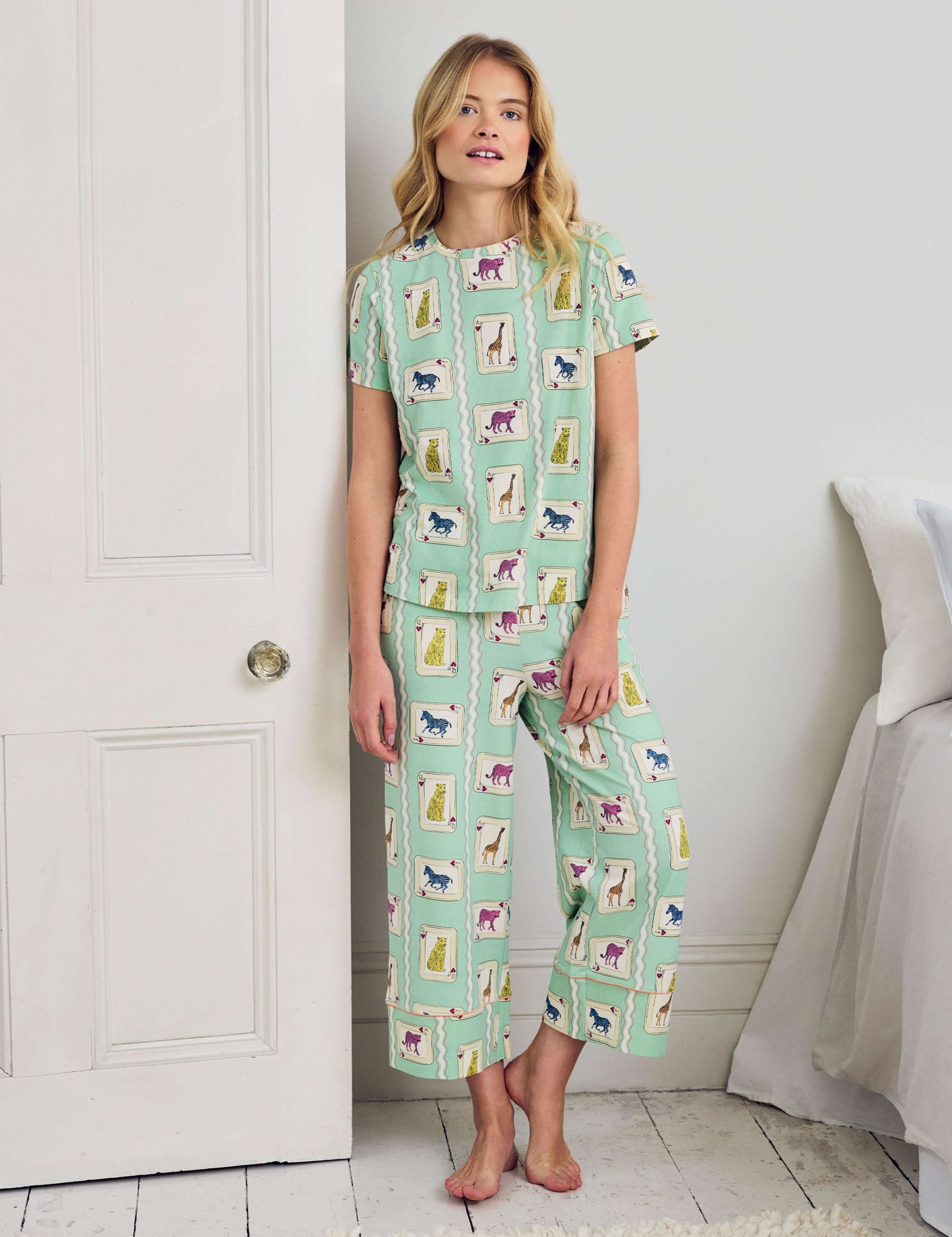 Cotton Rich Playing Card Animals Print Long  Pyjama Set 1 of 6
