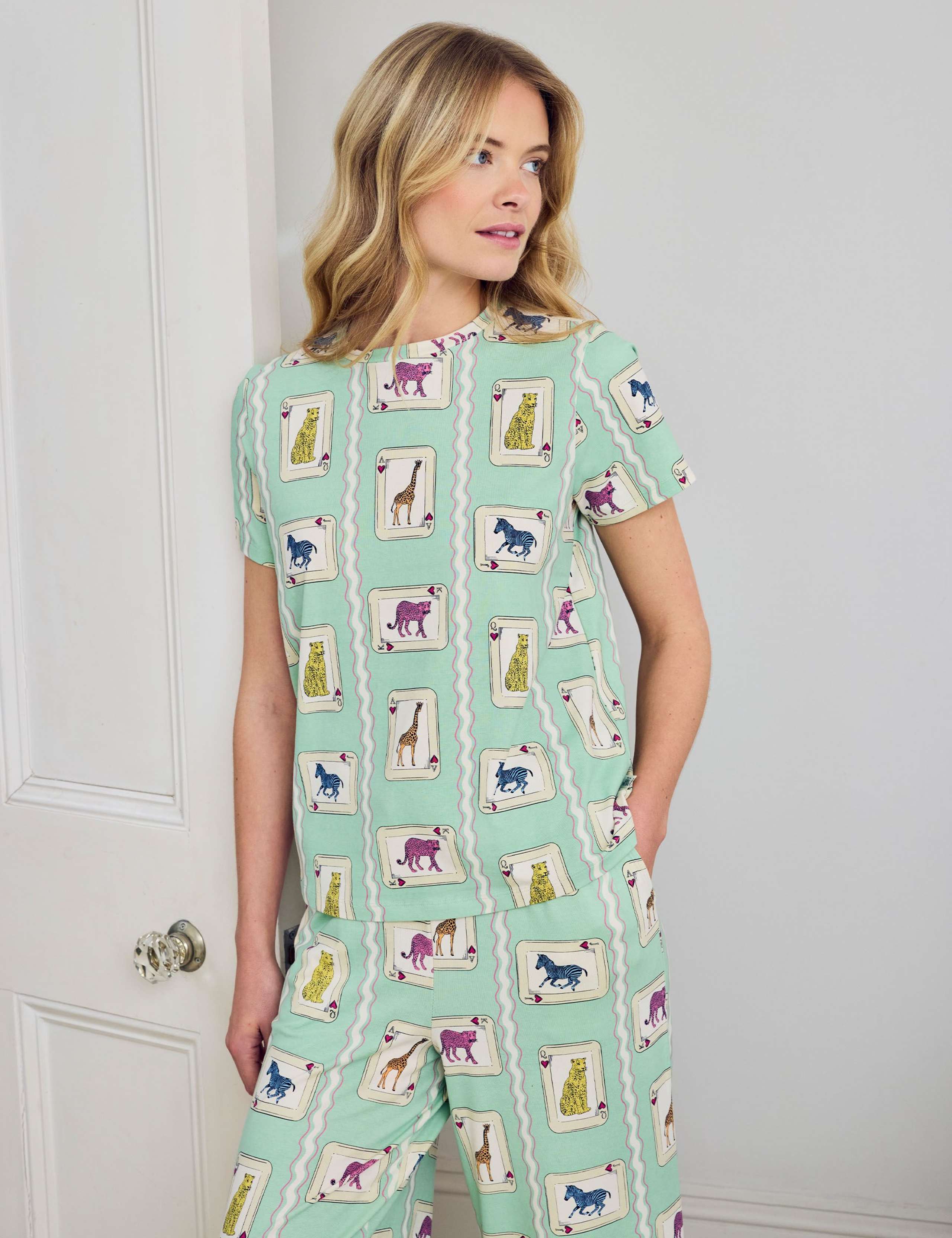 Cotton Rich Playing Card Animals Print Long  Pyjama Set 2 of 6