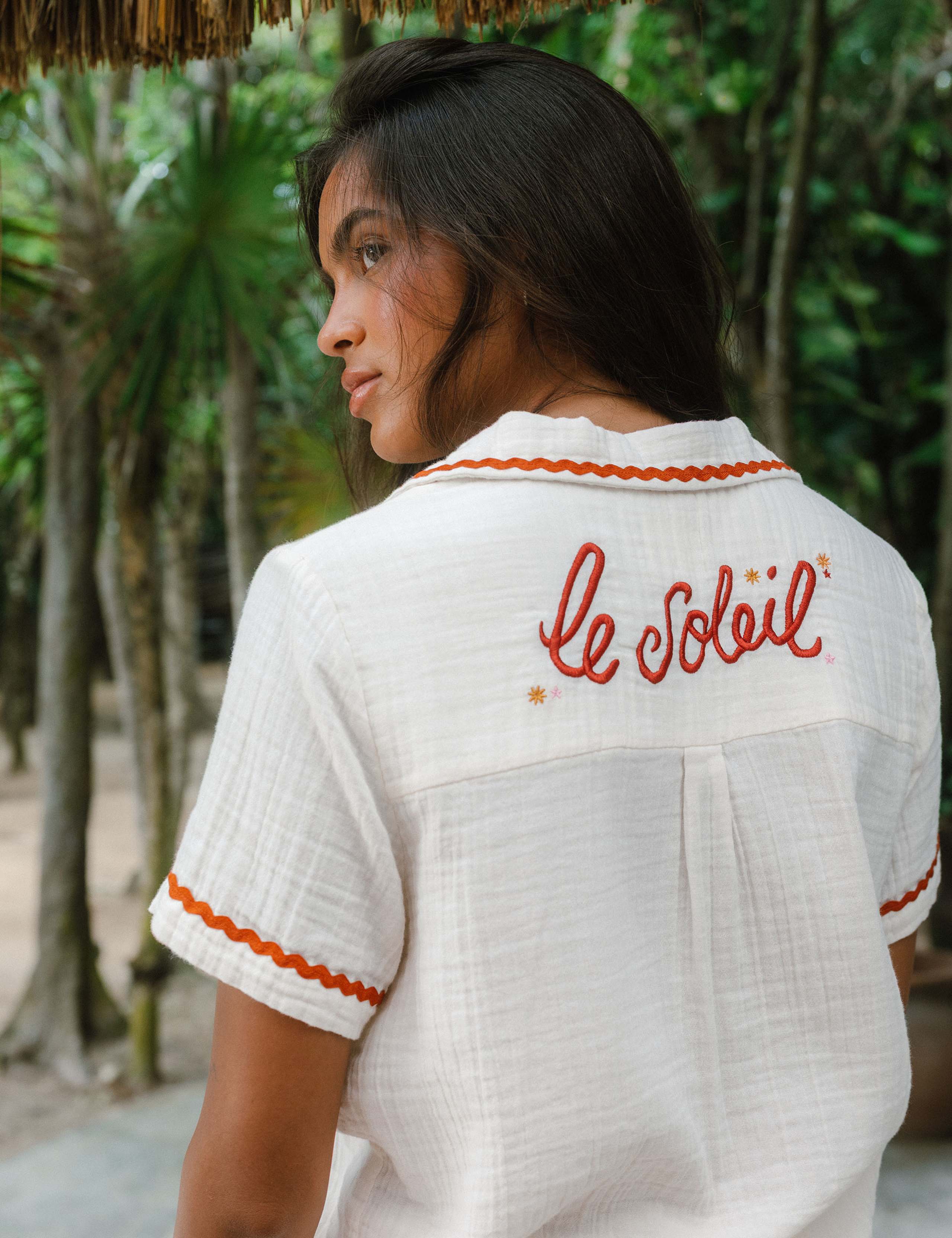 Pure Cotton Le Soleil Slogan Pyjama Set 1 of 10