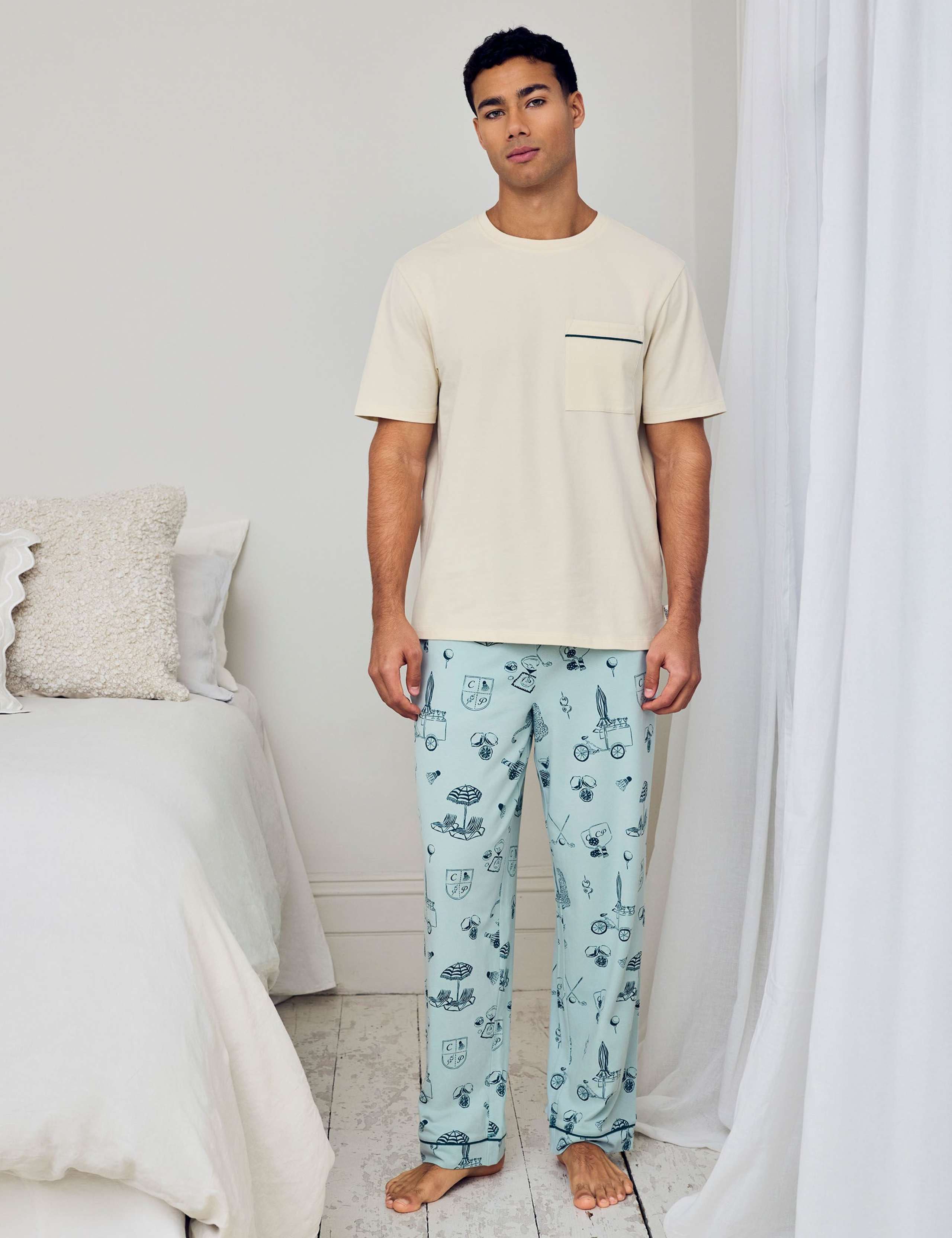 Cotton Rich Printed Pyjama Set 1 of 5