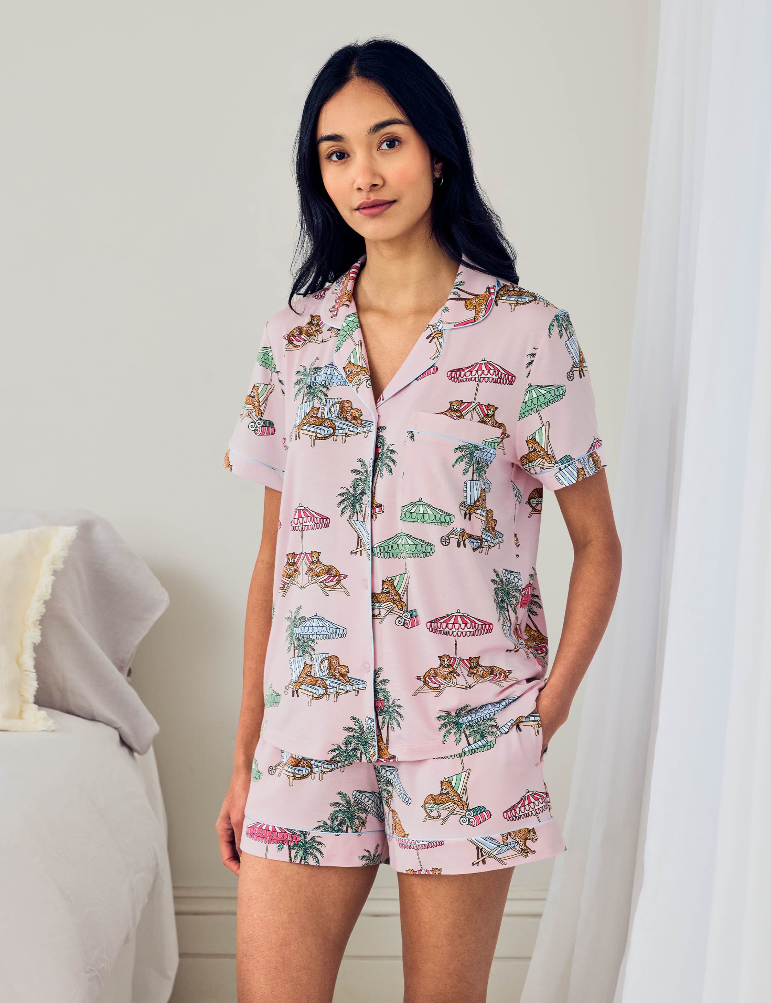 Modal Lounging Leopards Print Short Pyjama Set 1 of 6