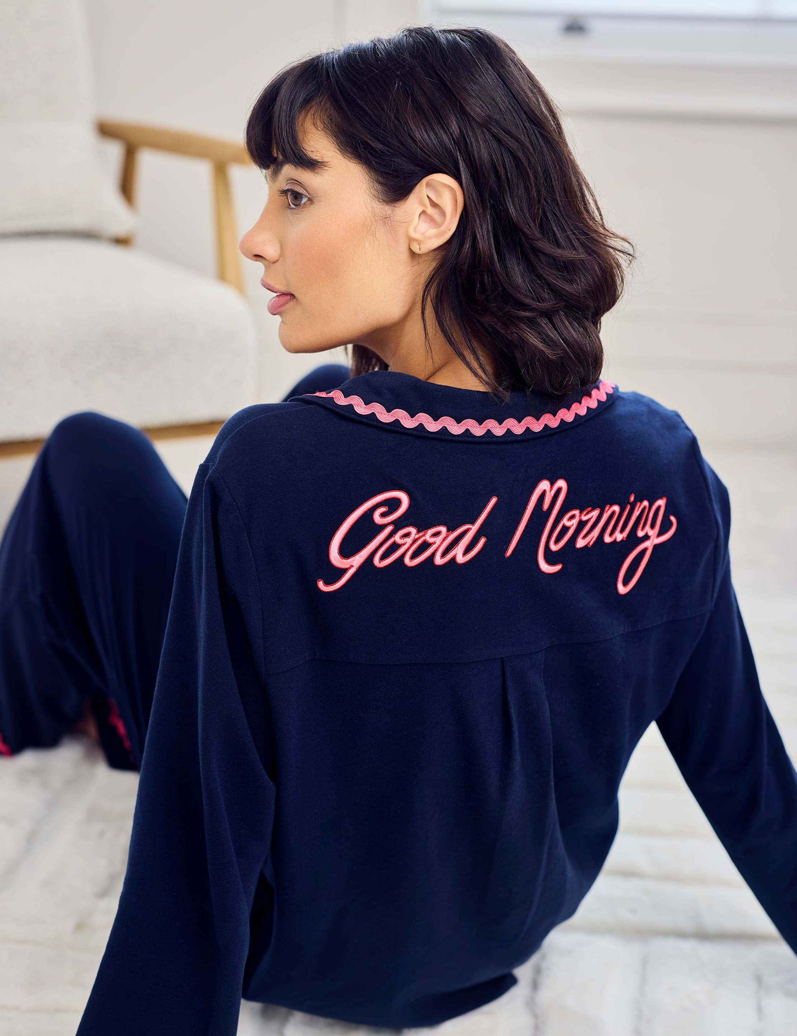 Pure Cotton Embroidered Pyjama Set 5 of 6