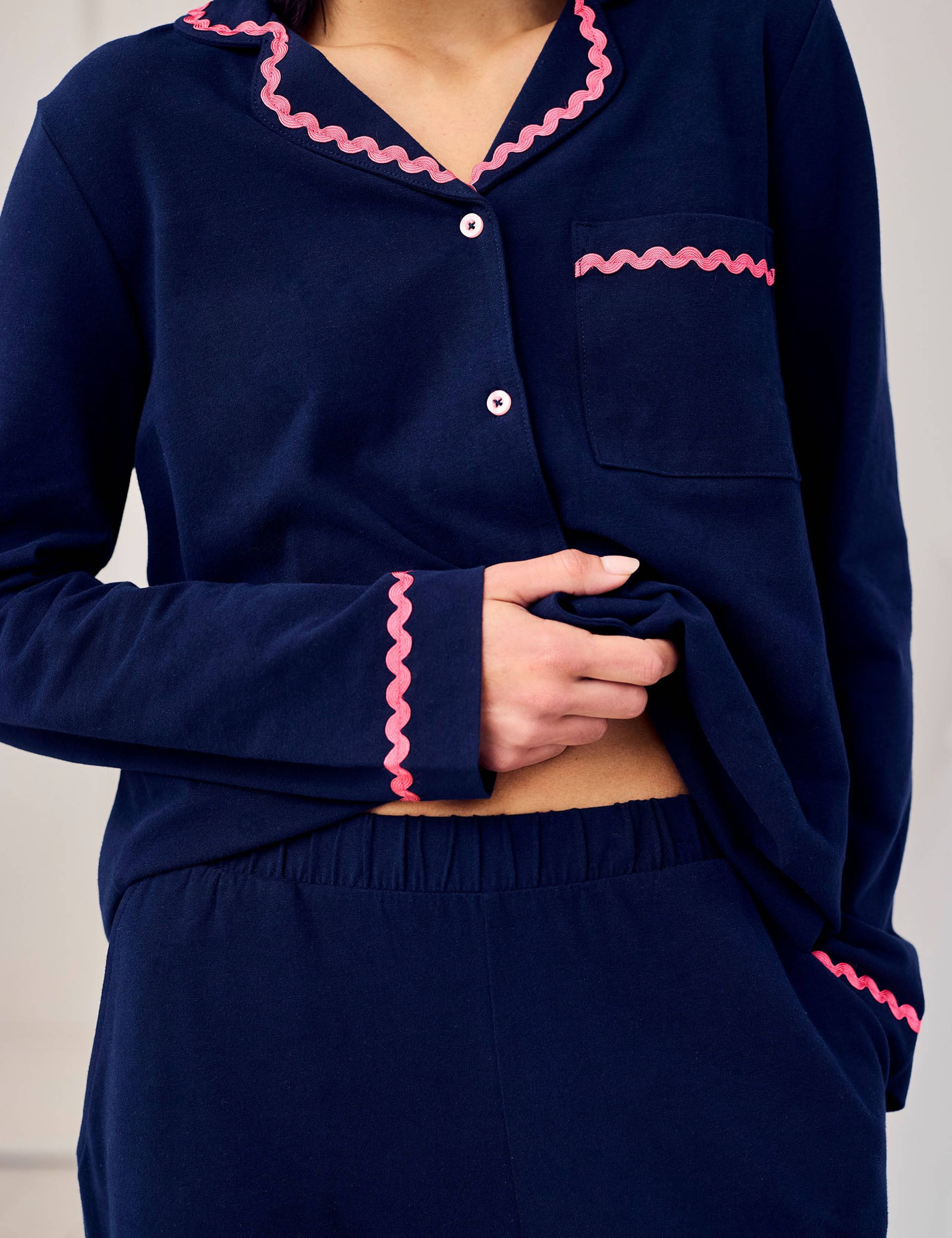 Pure Cotton Good Morning Embroidered Pyjama Set 6 of 6