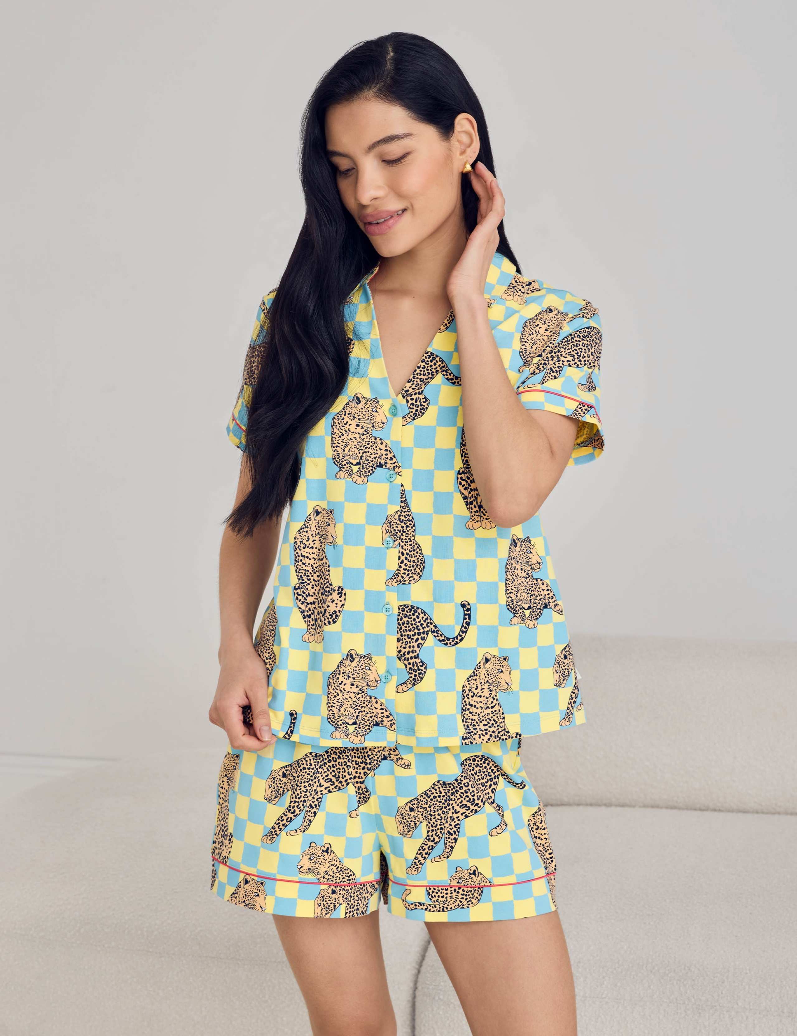Cotton Rich Leopard Checked Shortie Set 2 of 6