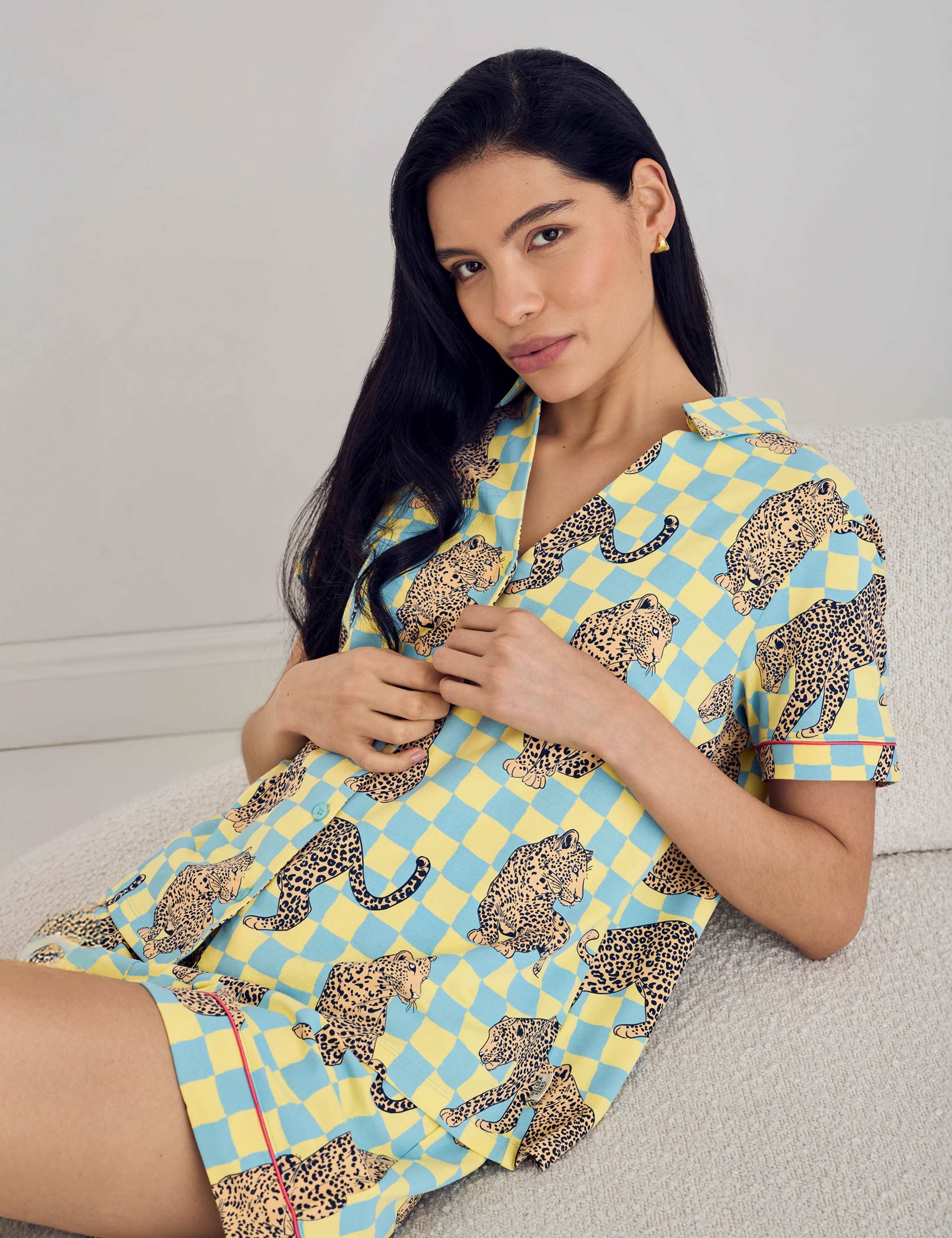Cotton Rich Leopard Checked Shortie Set 4 of 6