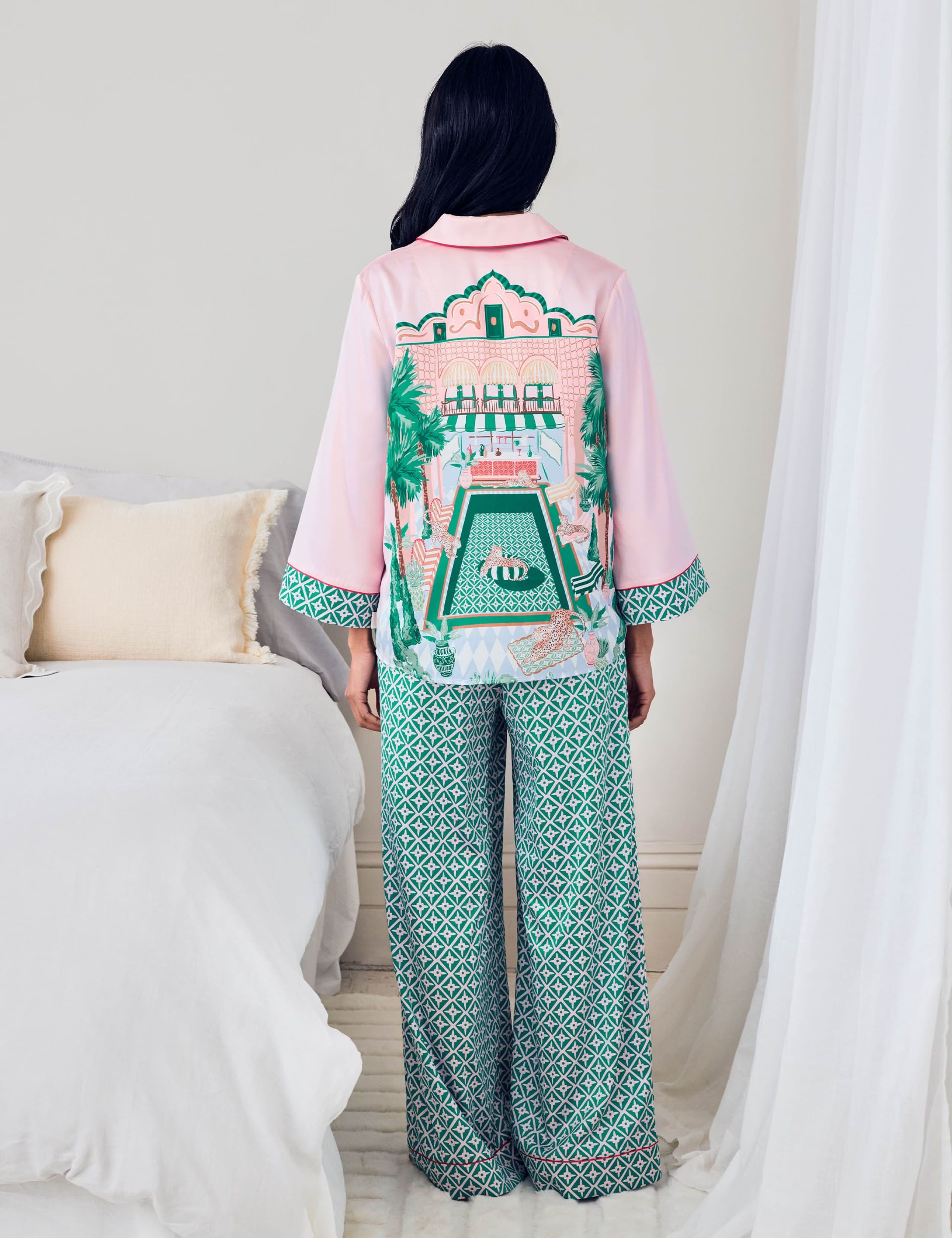 Satin The Clubhouse Print Long Pyjama Set 2 of 9