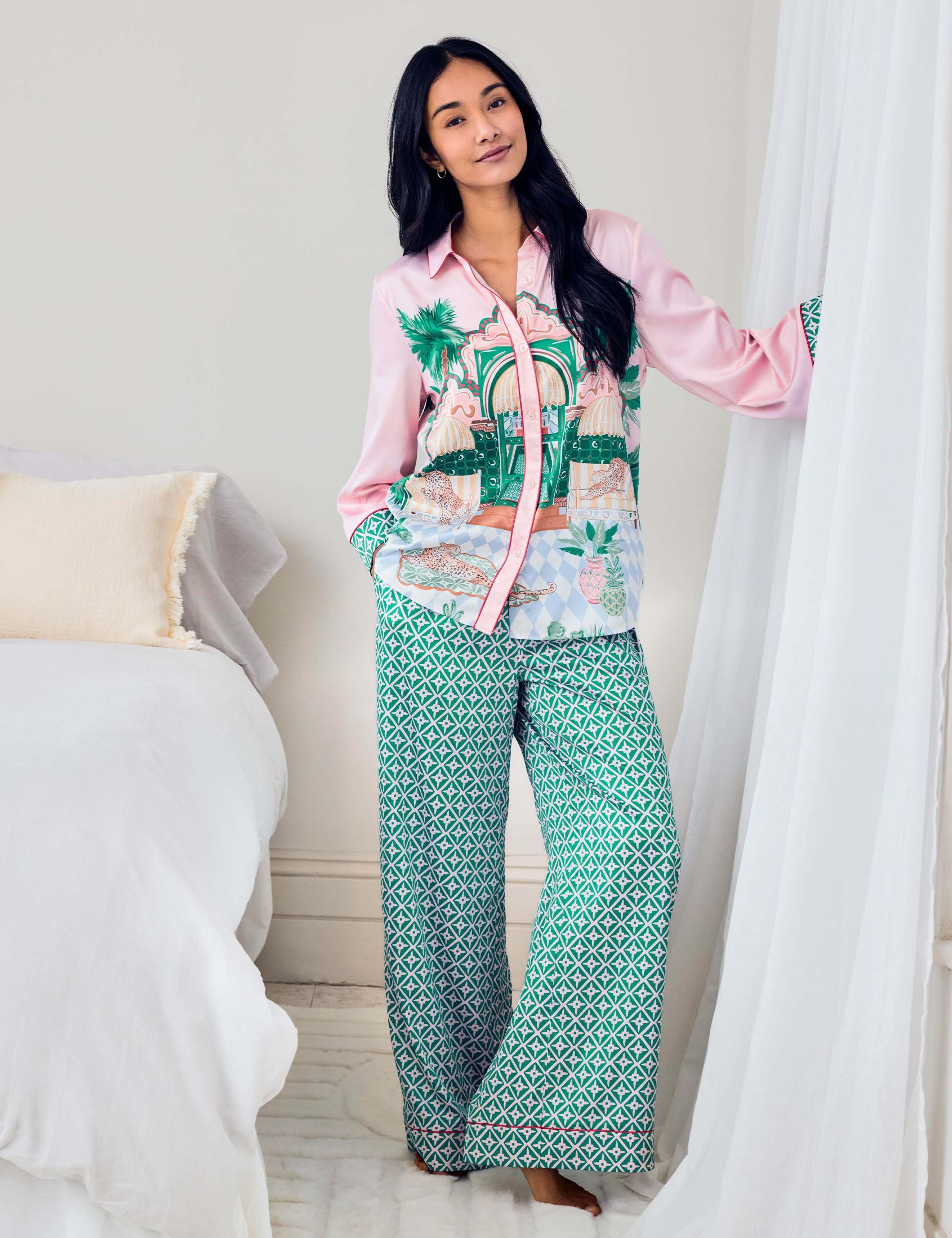 Satin The Clubhouse Print Long Pyjama Set 3 of 9