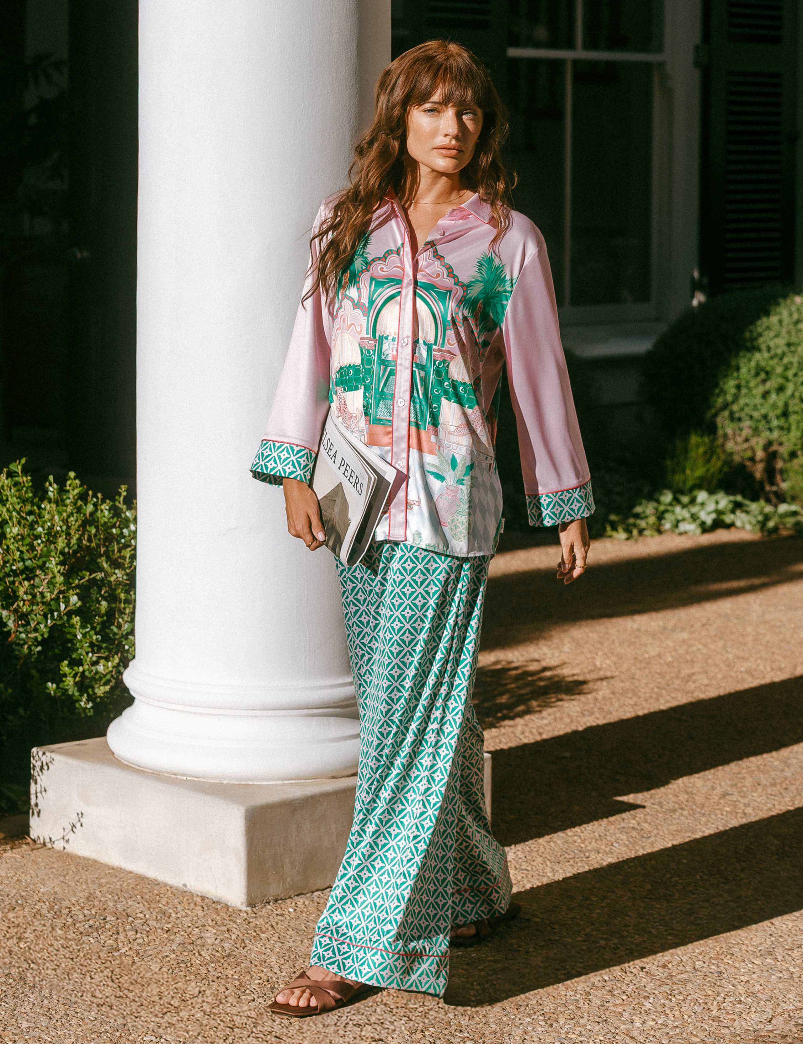 Satin The Clubhouse Print Long Pyjama Set 8 of 9