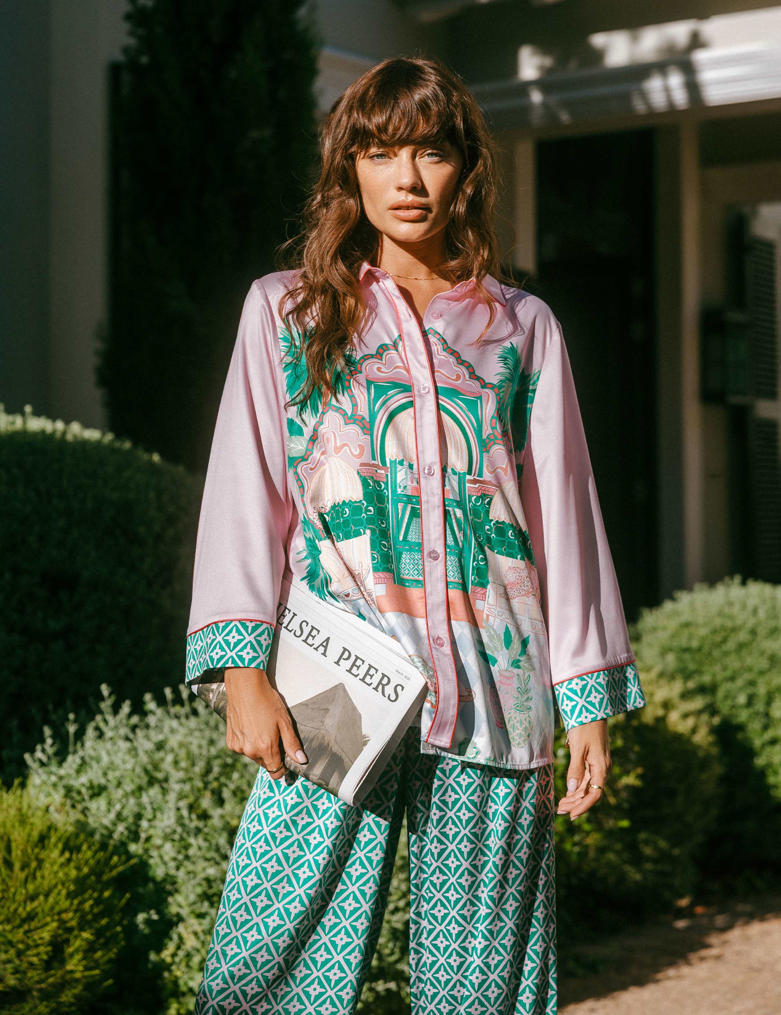 Satin The Clubhouse Print Long Pyjama Set 9 of 9