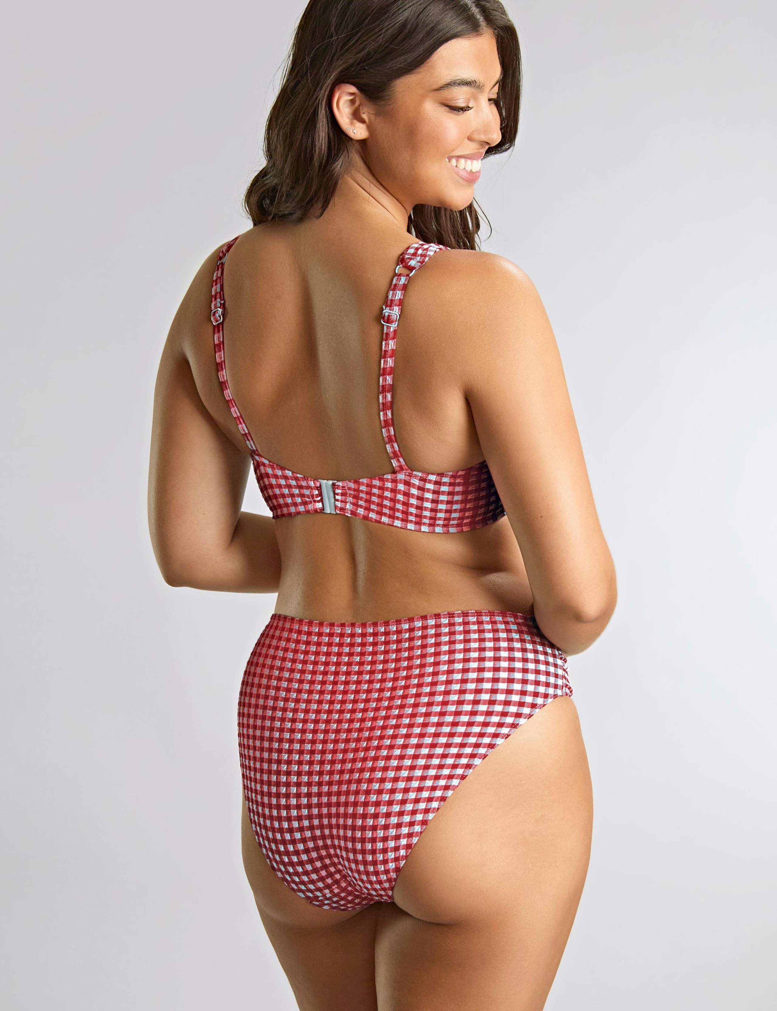 Gingham Textured Ruched Bikini Bottoms 4 of 4