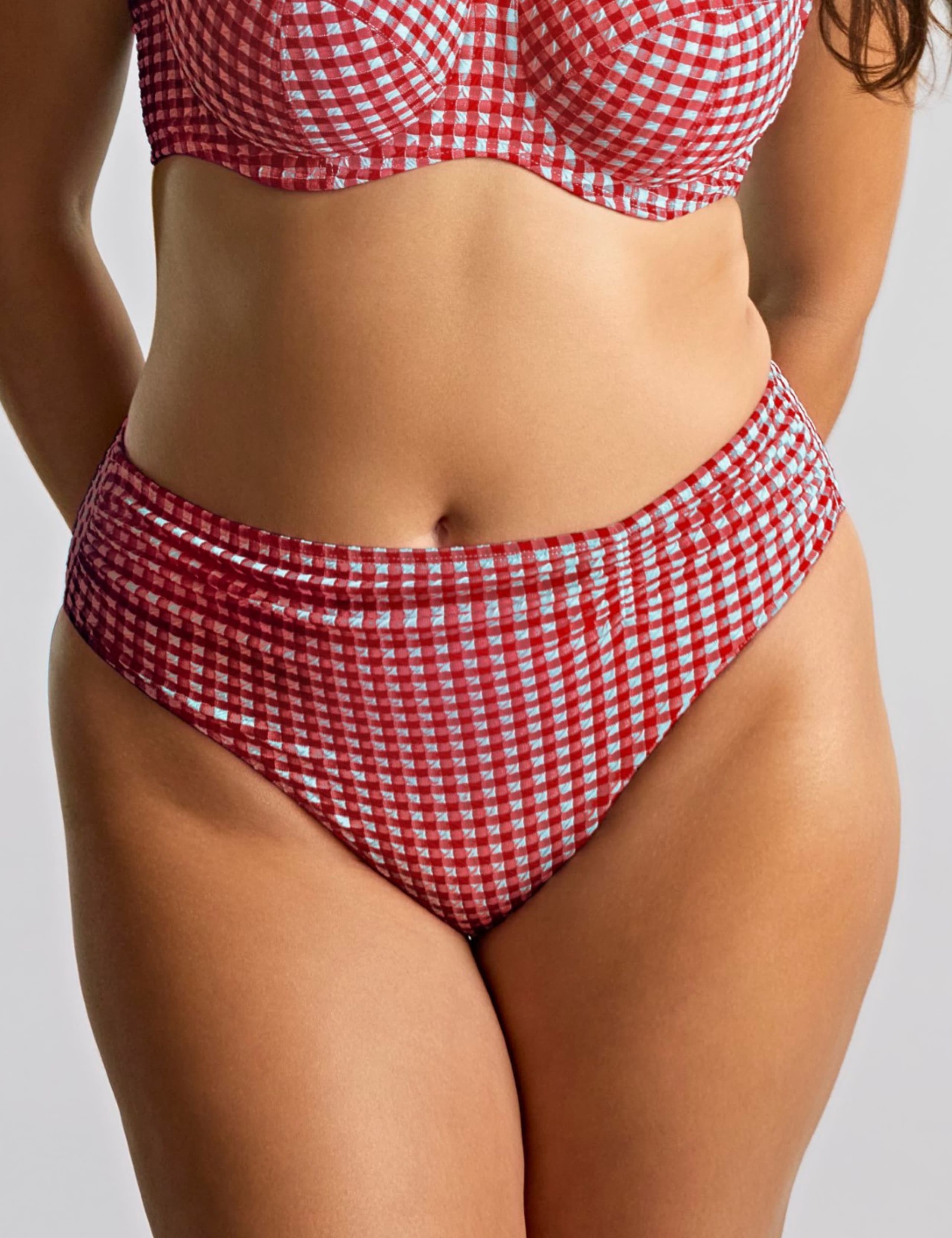 Gingham Textured Ruched Bikini Bottoms 5 of 5