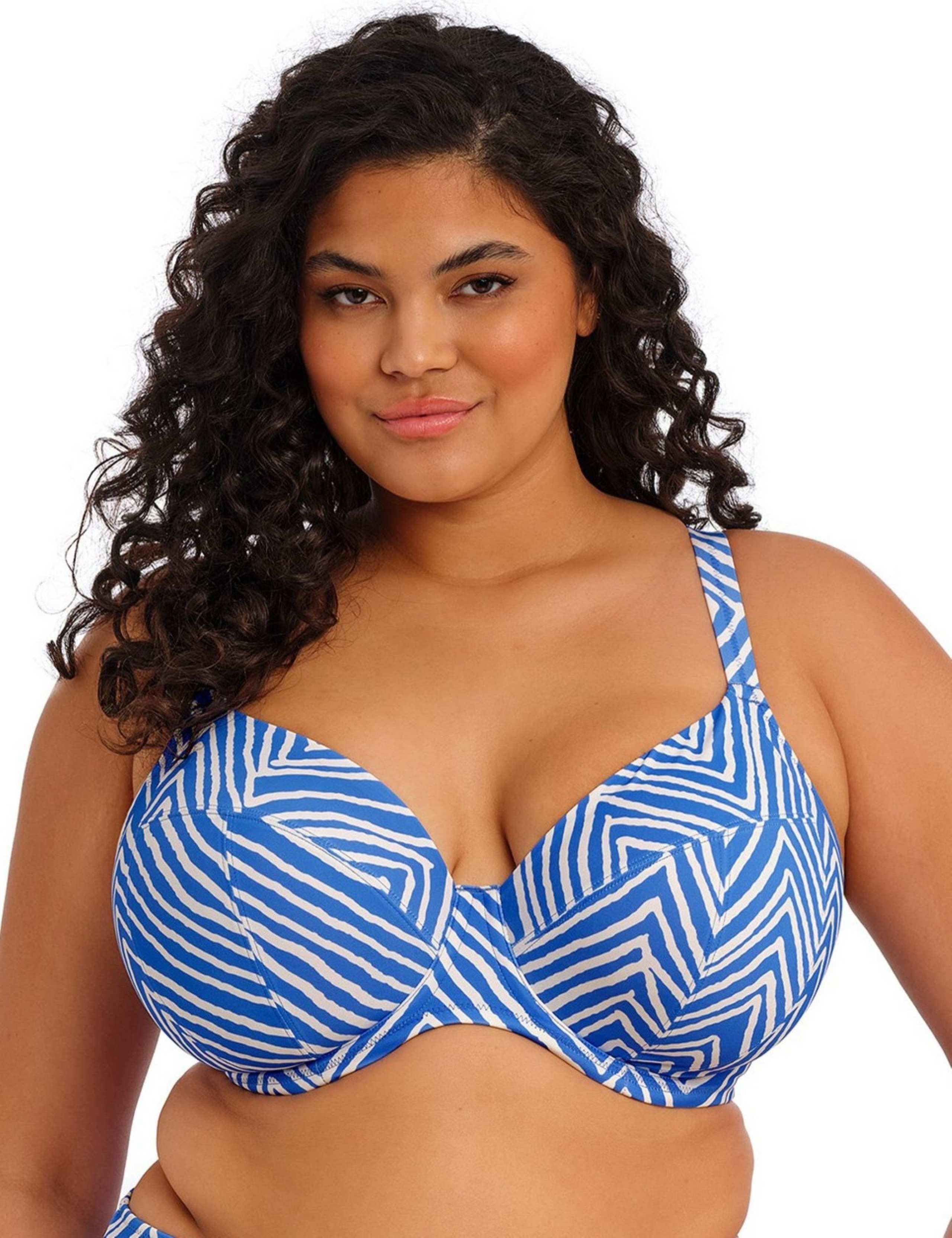 Fiji Falls Striped Wired Plunge Bikini Top (E-JJ) 5 of 6