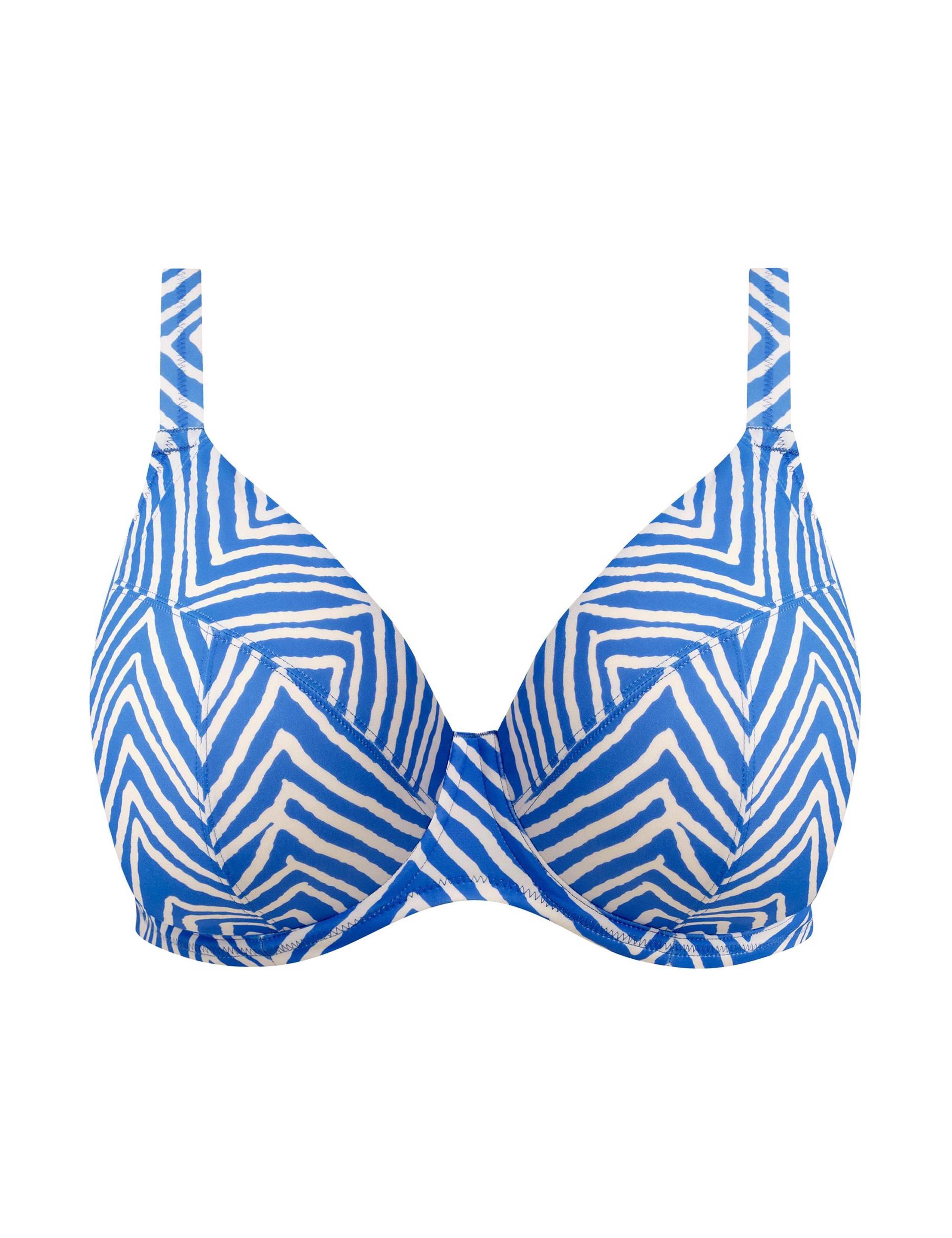 Fiji Falls Striped Wired Plunge Bikini Top (E-JJ) 2 of 6
