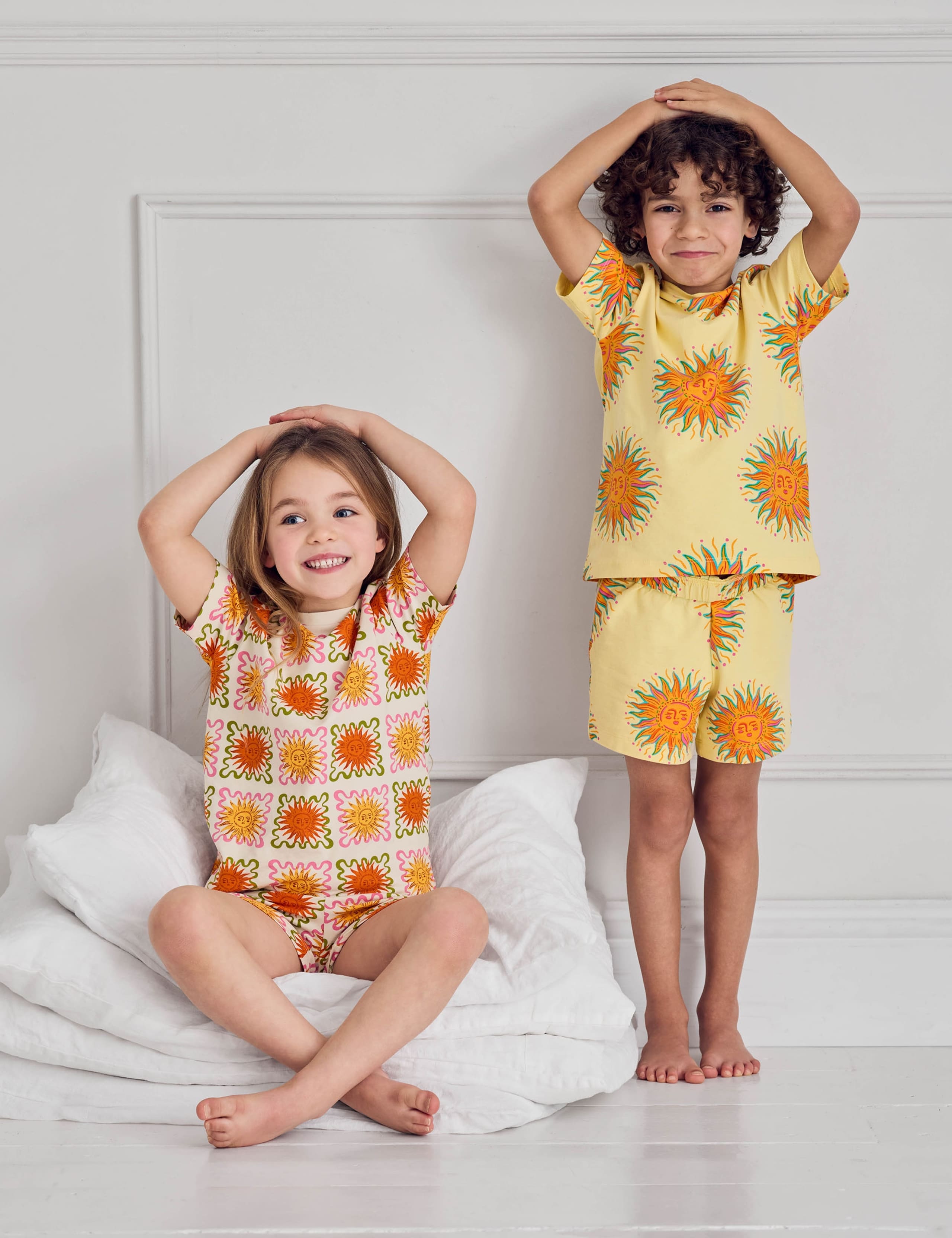 Kids Two Pack Sunshine Print Short Pyjama Set 1 of 9